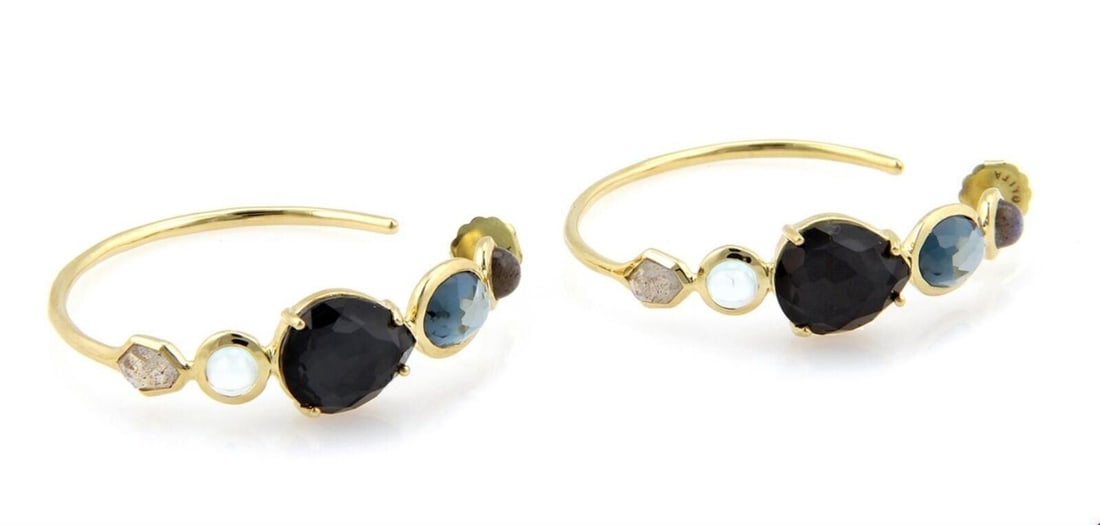 Ippolita Rock Candy Gelato quartz hoop earrings 18k yellow gold: Ippolita Rock Candy Gelato quartz hoop earrings 18k yellow gold These authentic Ippolita Rock Candy Gelato hoop earrings showcase a modern and vibrant design. Expertly crafted in 18k yellow gold, each
