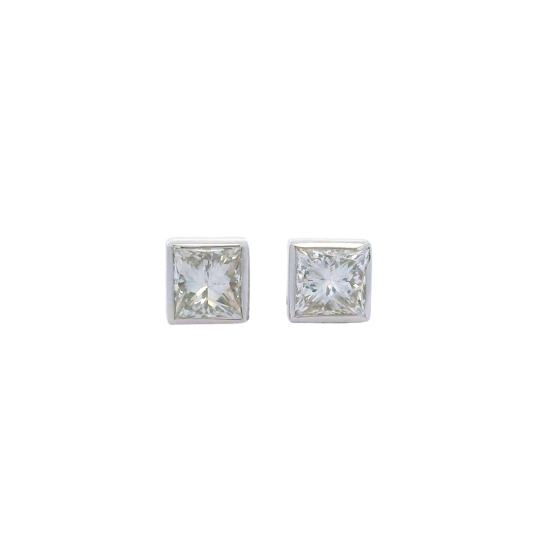 14k White Gold Princess Cut 0.50ctw E VS Diamond Stud Earrings (1 of 9)
