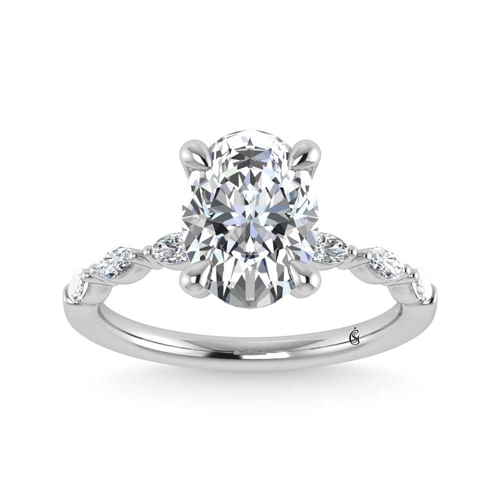 14K White Gold Lab Grown Diamond 3 1/4 Ct.Tw. Engagement Ring (IGI Certified Center 3ct) (1 of 4)