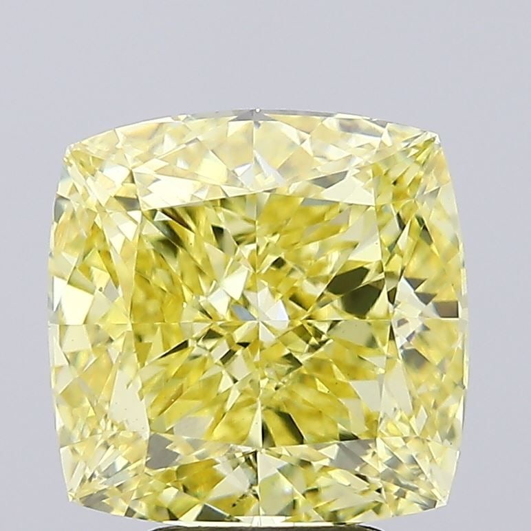 Loose Diamond - CUSHION MODIFIED 5.05ct Fancy Vivid Yellow VS2: Loose Diamond - CUSHION MODIFIED 5.05ct Fancy Vivid Yellow VS2 Source: This is a real non-mined Diamond that has been grown in a lab Shape: CUSHION MODIFIED Carats: 5.05 Color: Fancy Vivid Yellow Cert
