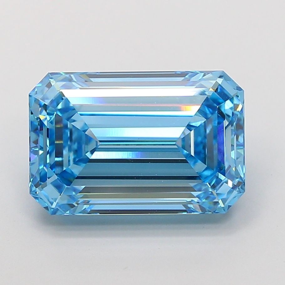 Loose Diamond - EMERALD 10.08ct Fancy Vivid Blue VVS2: Loose Diamond - EMERALD 10.08ct Fancy Vivid Blue VVS2 Source: This is a real non-mined Diamond that has been grown in a lab Shape: EMERALD Carats: 10.08 Color: Fancy Vivid Blue Certification: IGI Vide