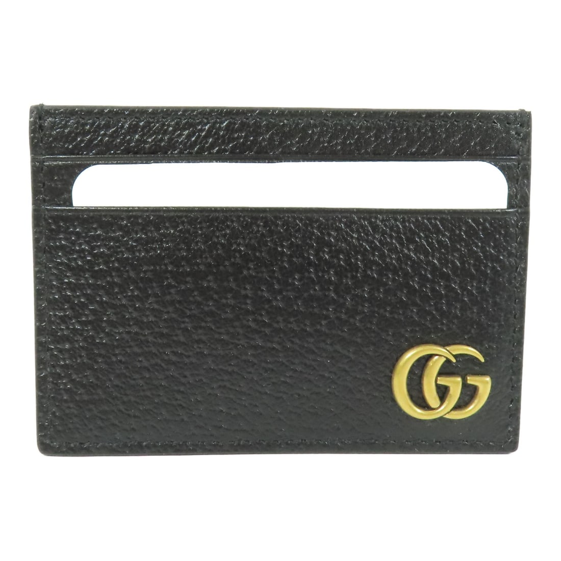 Gucci GG Marmont black calfskin card case GHW 436022 DJ20T: Gucci GG Marmont black calfskin card case GHW 436022 DJ20T This Gucci GG Marmont card case is crafted from high-quality black calfskin leather and features gold-tone hardware. Designed for unisex use,