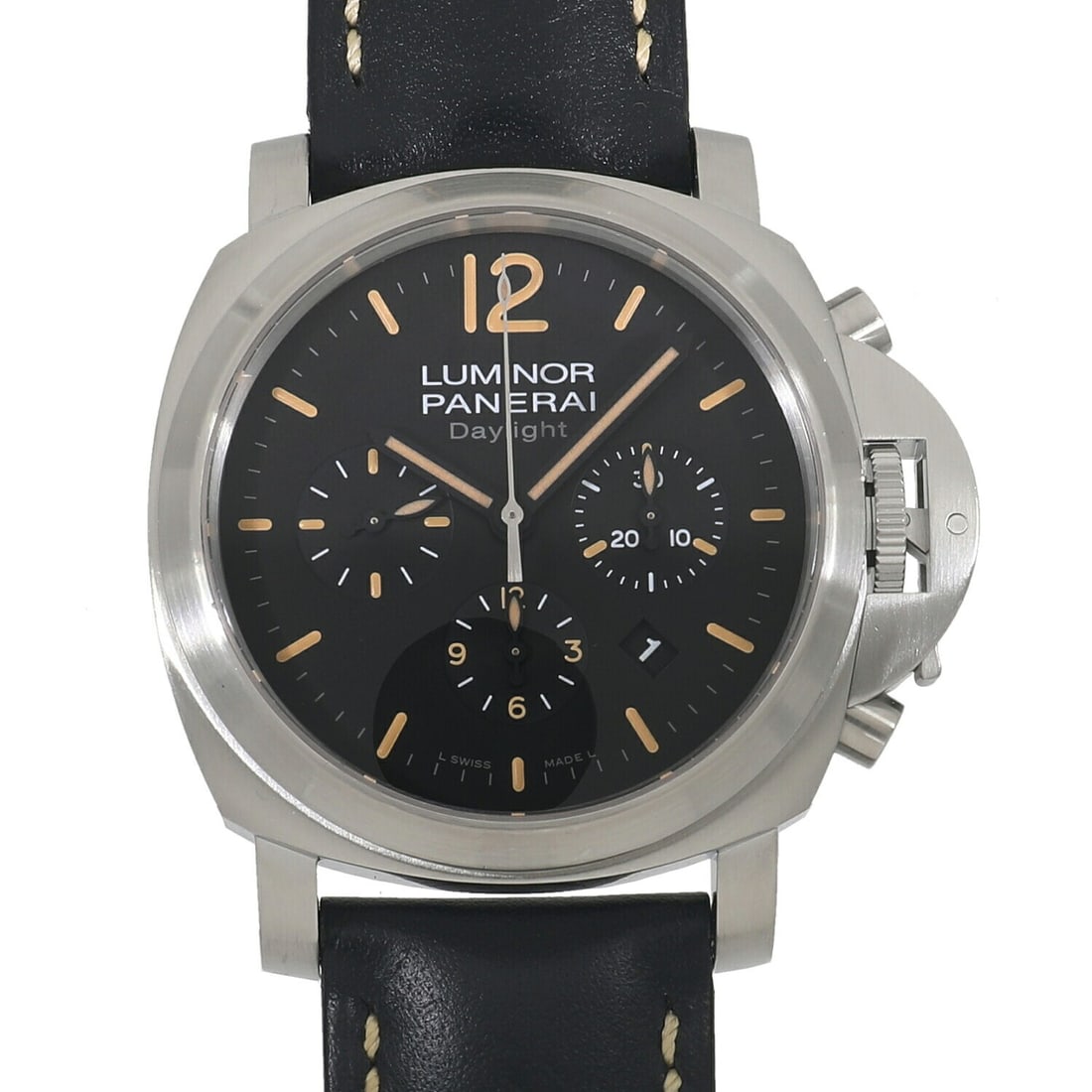 Panerai Luminor Daylight Chronograph PAM00356 44mm Steel Watch: Panerai Luminor Daylight Chronograph PAM00356 44mm Steel Watch This Panerai Luminor Chronograph Daylight PAM00356 is a men's wristwatch crafted in Switzerland. It features a 44mm stainless steel case 