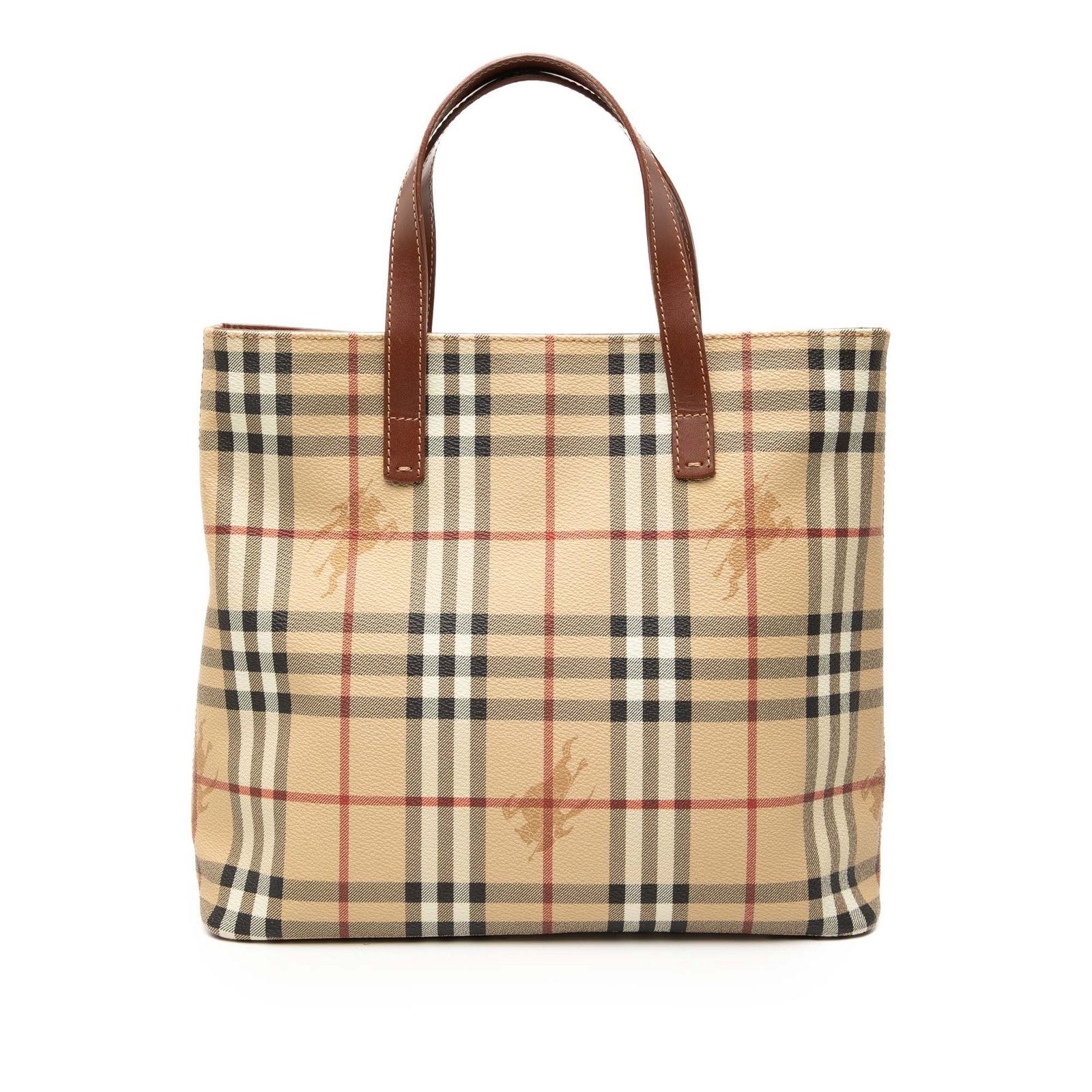 Burberry Haymarket Check Beige Tote Bag Coated Canvas (1 of 9)