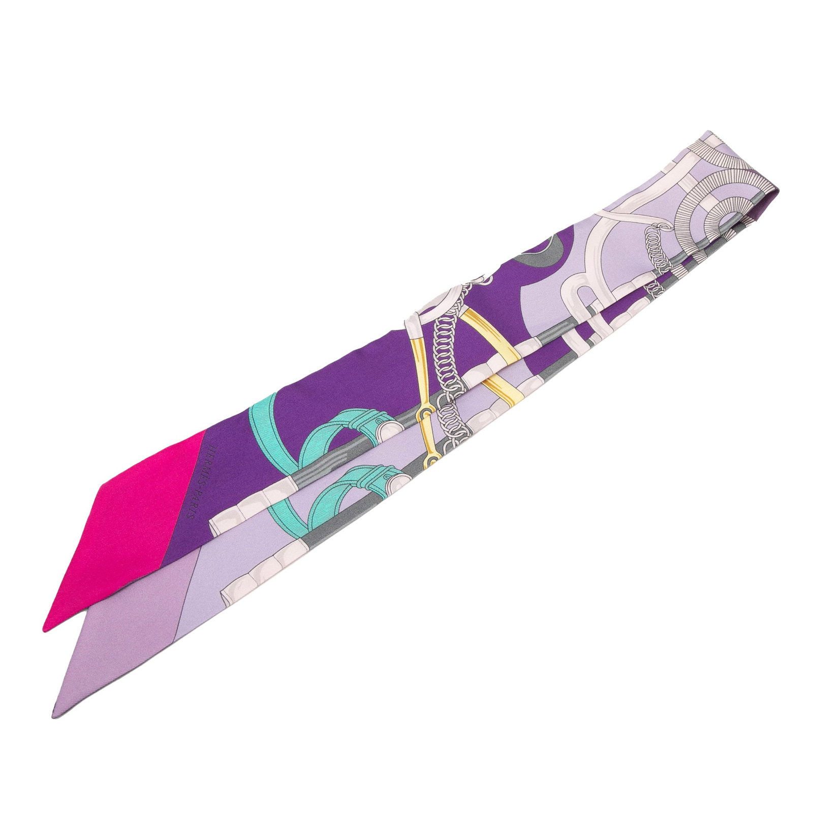 Hermes Eperon D Or Purple Silk Twilly Scarf (1 of 6)