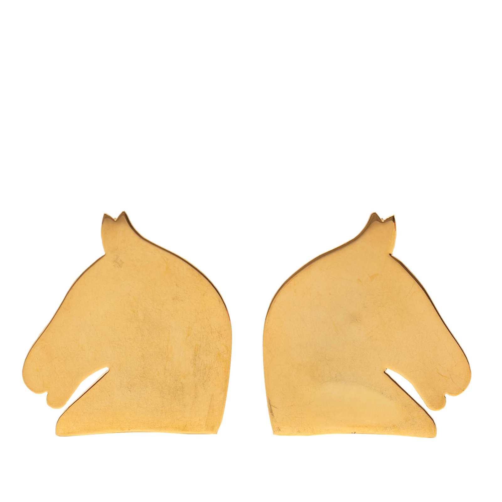 Hermes horse head gold plated clip on earrings (1 of 3)