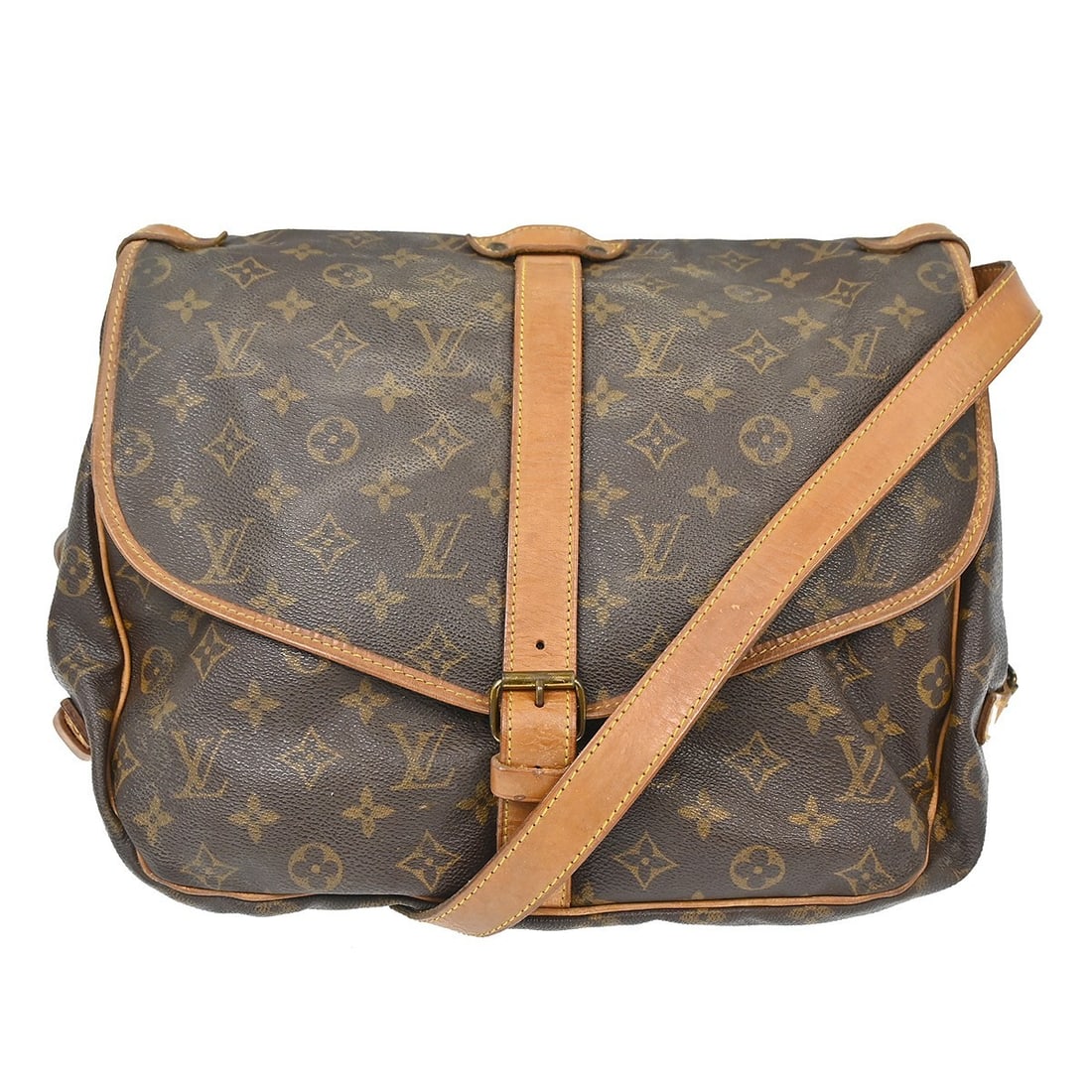 Louis Vuitton Saumur 35 Monogram Crossbody Shoulder Bag M42254: Louis Vuitton Saumur 35 Monogram Crossbody Shoulder Bag M42254 This Louis Vuitton Saumur 35 shoulder bag features the iconic monogram canvas with leather trim and a brown crossbody strap. Designed in 
