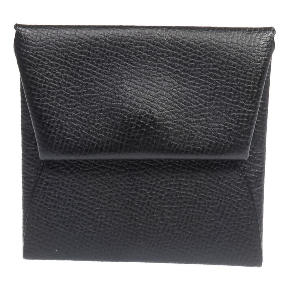 Hermes Bastia Black Epsom Leather Coin Purse with Palladium Hardware: Hermes Bastia Black Epsom Leather Coin Purse with Palladium Hardware This Hermes Bastia coin purse is crafted from Epsom calfskin leather in a classic black color and features a palladium hardware fin