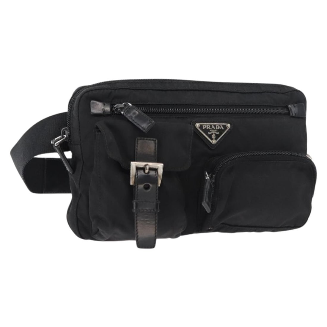 Prada nylon black silver women body bag Italy auth (1 of 18)