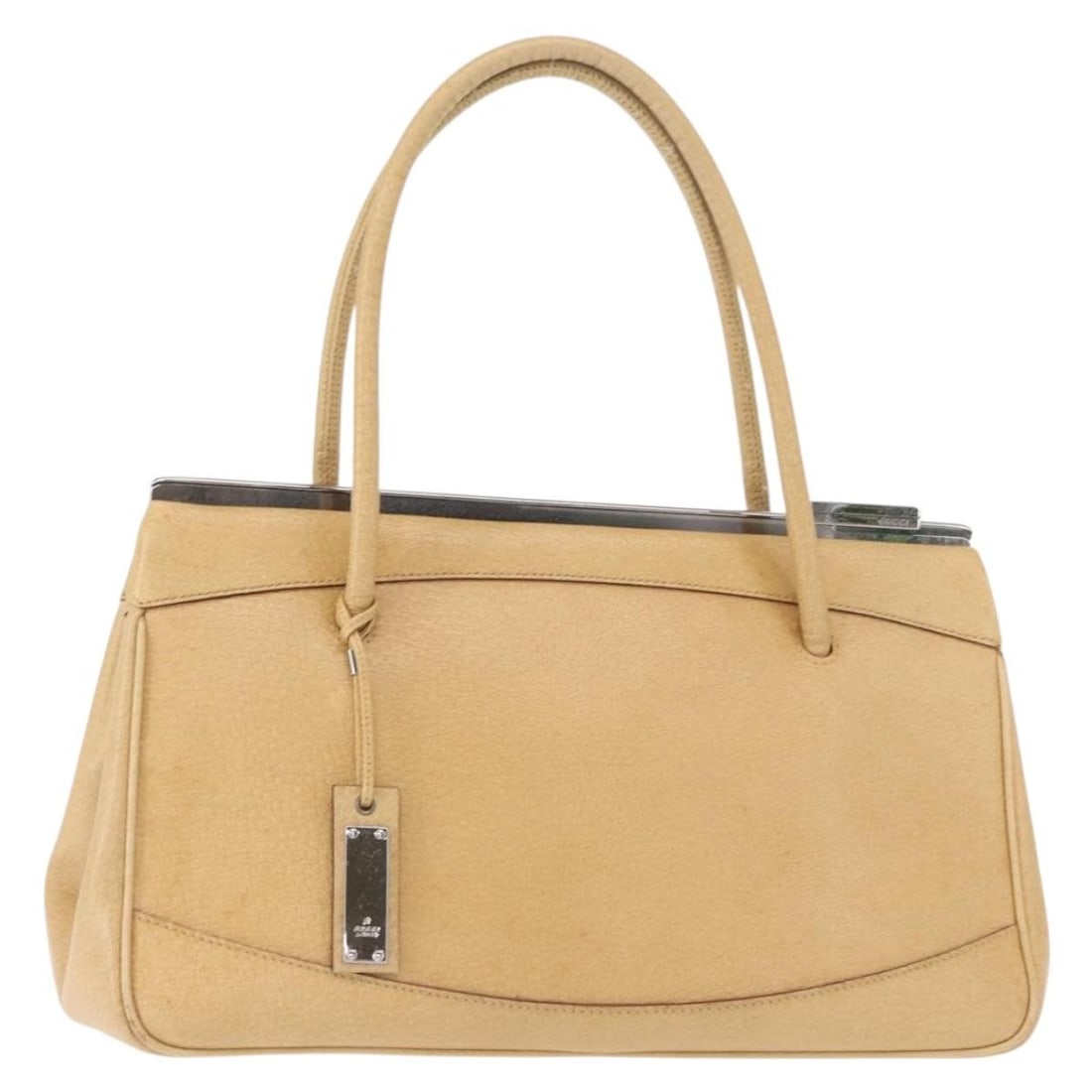 GUCCI Beige Leather Hand Bag Silver Auth Italy 92726 3444 (1 of 18)