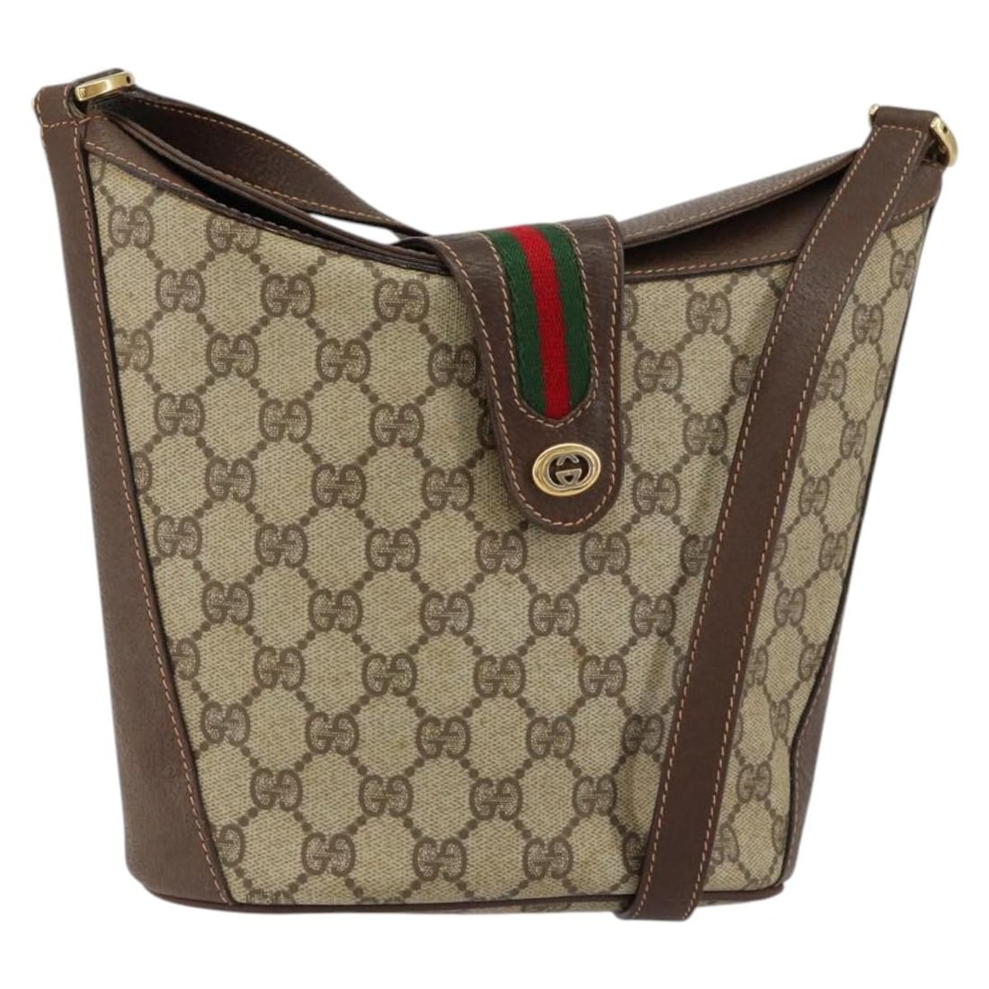 GUCCI GG Supreme Sherry Line Beige PVC Leather Shoulder Bag BA7253 (1 of 18)