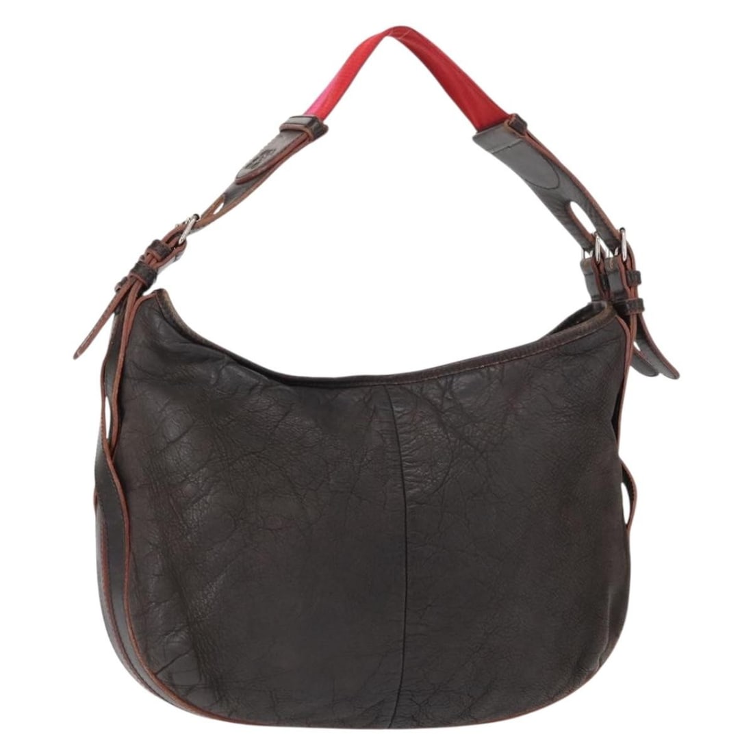 LOEWE Brown Leather Shoulder Bag with Silver Accents Auth 155631: LOEWE Brown Leather Shoulder Bag with Silver Accents Auth 155631 This stylish LOEWE Shoulder Bag is crafted from high-quality leather in a rich brown color with silver accents. Designed for versatilit