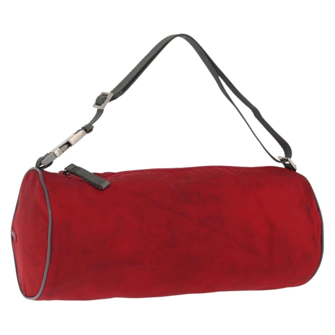 Prada red nylon women s shoulder bag Italy silver trim (1 of 18)