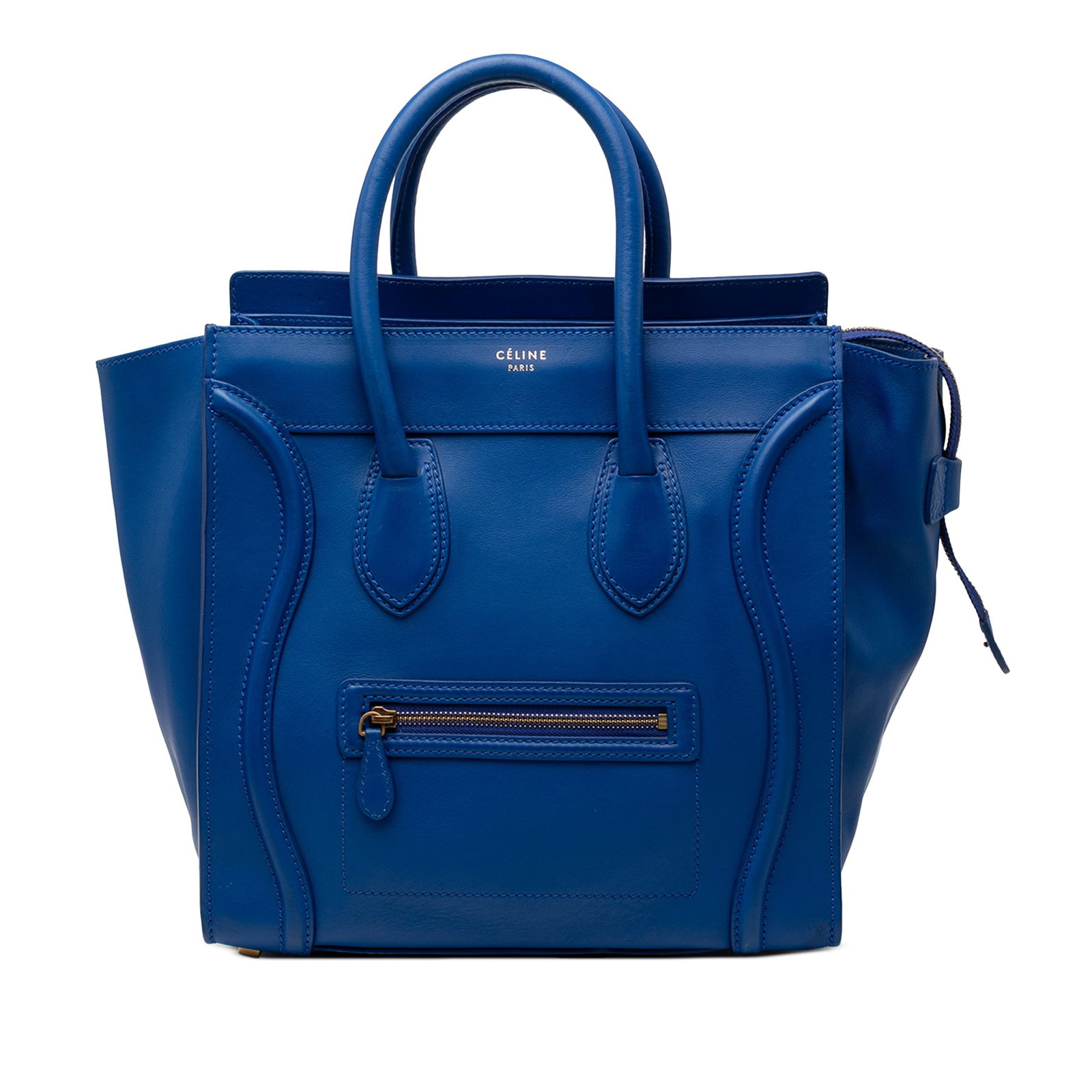 Celine Mini Luggage Tote Blue Leather (1 of 8)