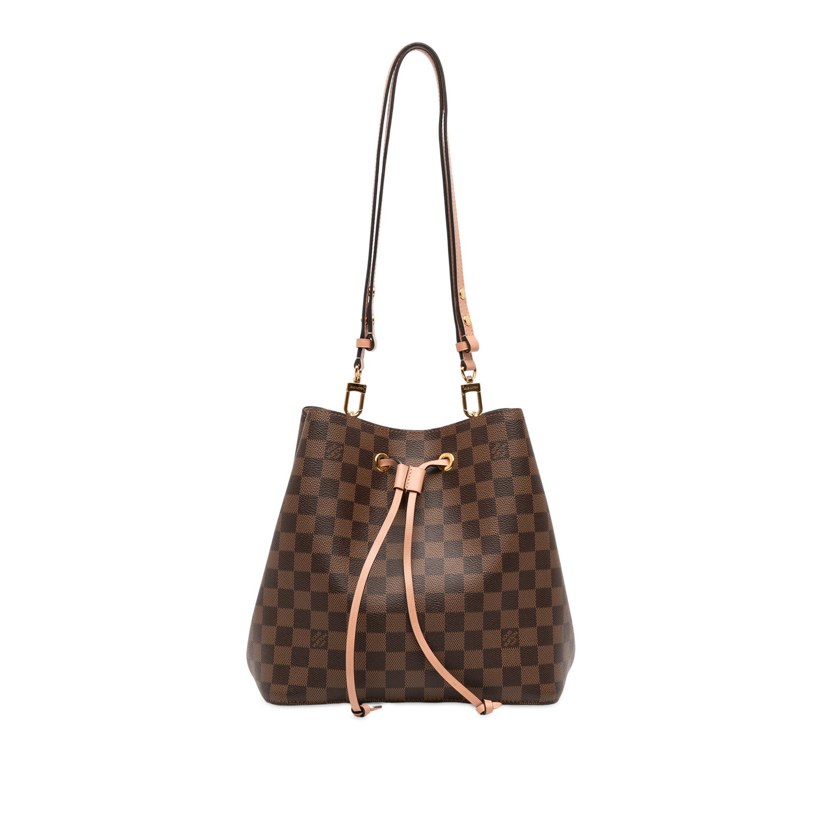 Louis Vuitton Neonoe MM Damier Ebene Tote Bag: Louis Vuitton Neonoe MM Damier Ebene Tote Bag This Louis Vuitton Damier Ebene Neonoe MM bag features a distinctive brown Damier Ebene canvas body, complemented by a detachable flat leather strap. The 