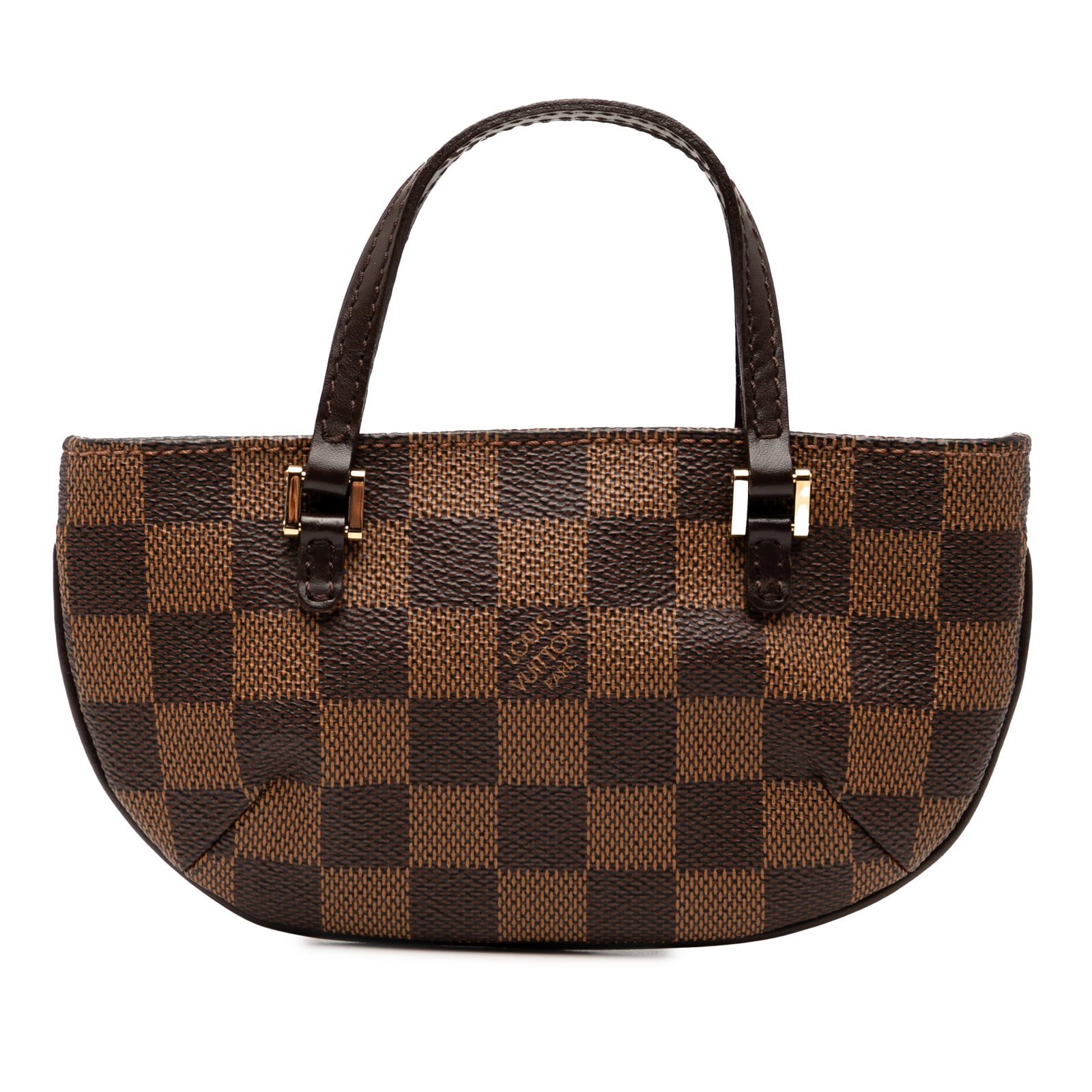 Damier Ebene Manosque Pochette by Louis Vuitton Brown Canvas Handbag: Damier Ebene Manosque Pochette by Louis Vuitton Brown Canvas Handbag This Louis Vuitton Manosque Pochette features the iconic Damier Ebene canvas body with leather trim, flat leather handles, and a to