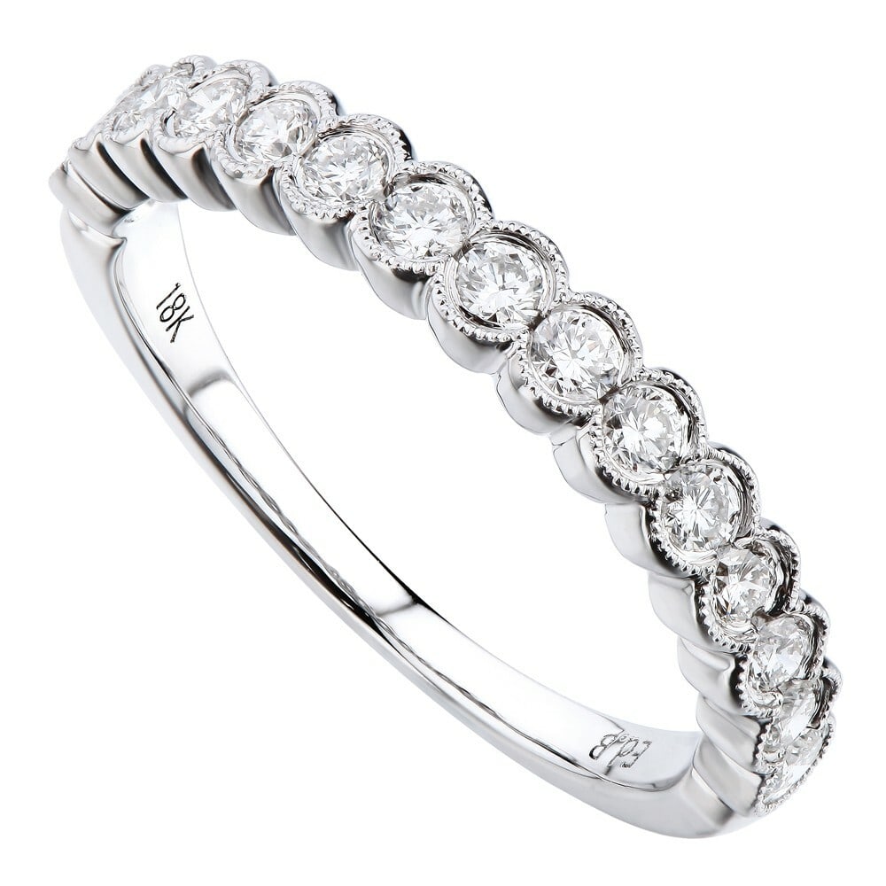Rachel Koen 18K White Gold Diamond Pave Ring 0.49ct Size 6.5 (1 of 4)