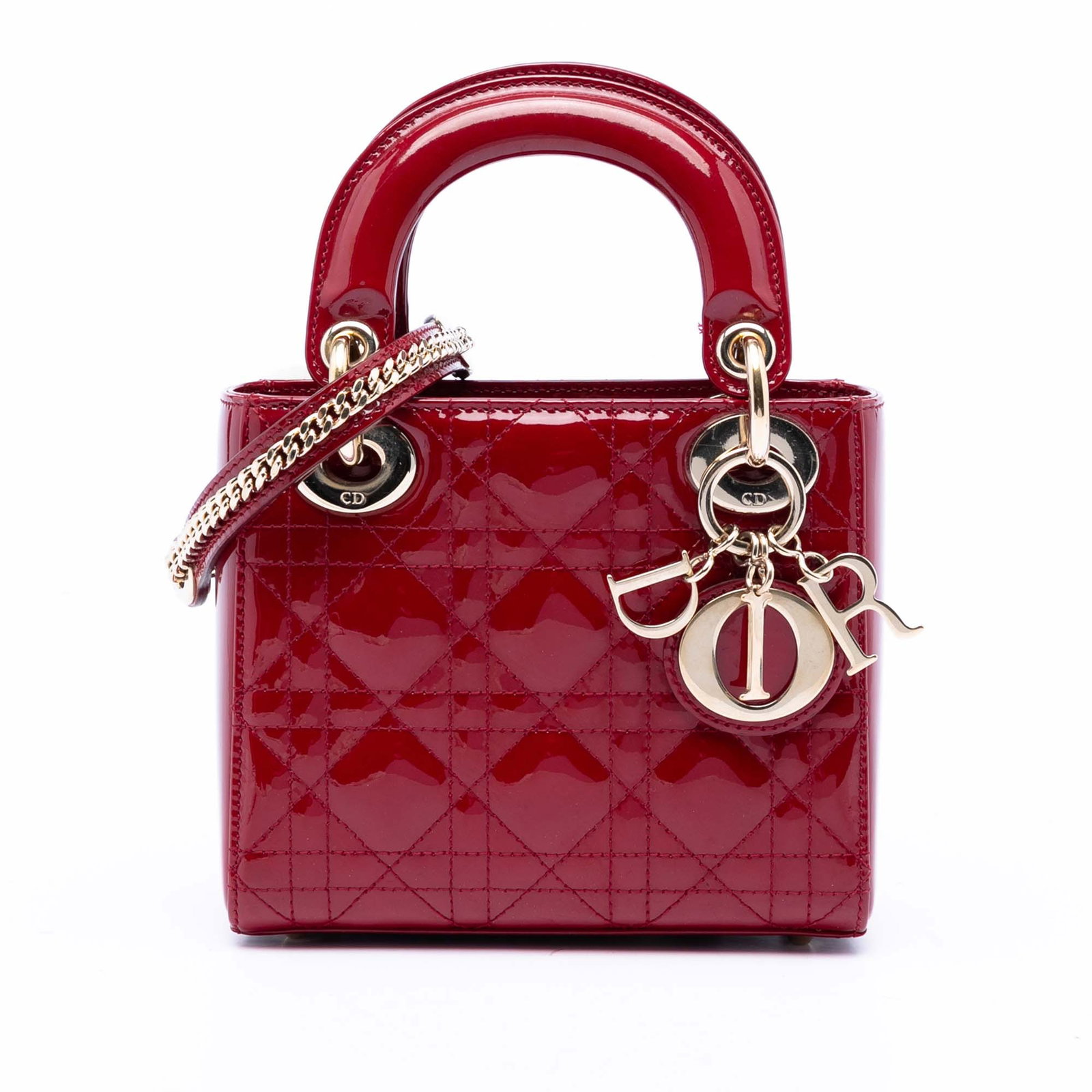 Dior Mini Patent Cannage Lady handbag Red Leather (1 of 9)