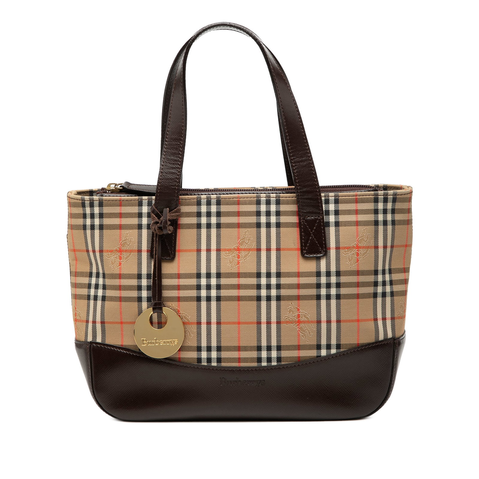 Burberry Haymarket Check Canvas Tote Bag: Burberry Haymarket Check Canvas Tote Bag This Burberry Haymarket Check Canvas Tote features the iconic haymarket check canvas accented with leather trim and flat leather straps. The design includes an