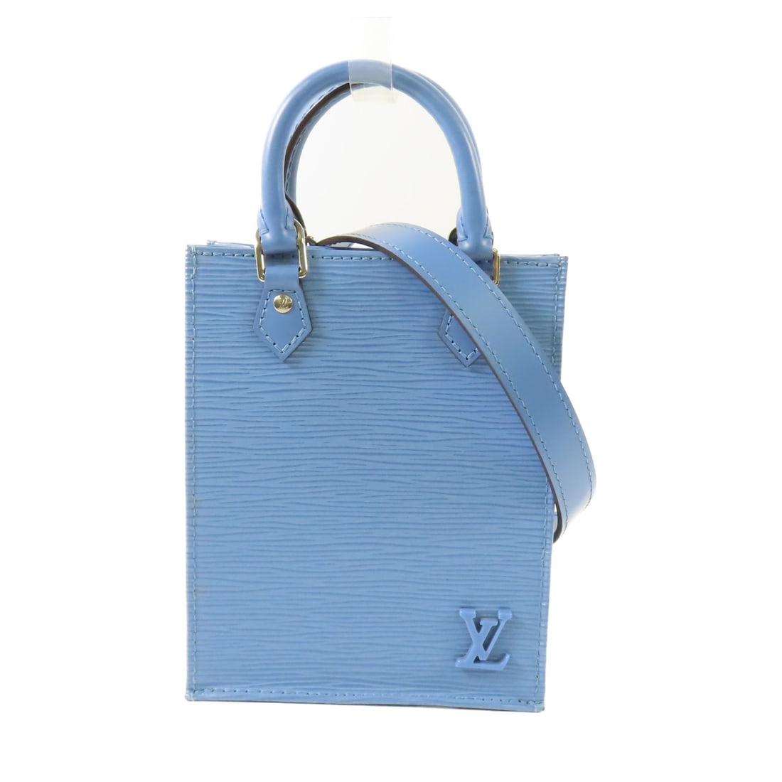 Louis Vuitton Petit Sac Plat Blue Calfskin 2Way Shoulder Bag: Louis Vuitton Petit Sac Plat Blue Calfskin 2Way Shoulder Bag This Louis Vuitton Petit Sac Plat is a versatile 2-way shoulder bag and handbag crafted from high-quality blue calfskin (cowhide) leather. 