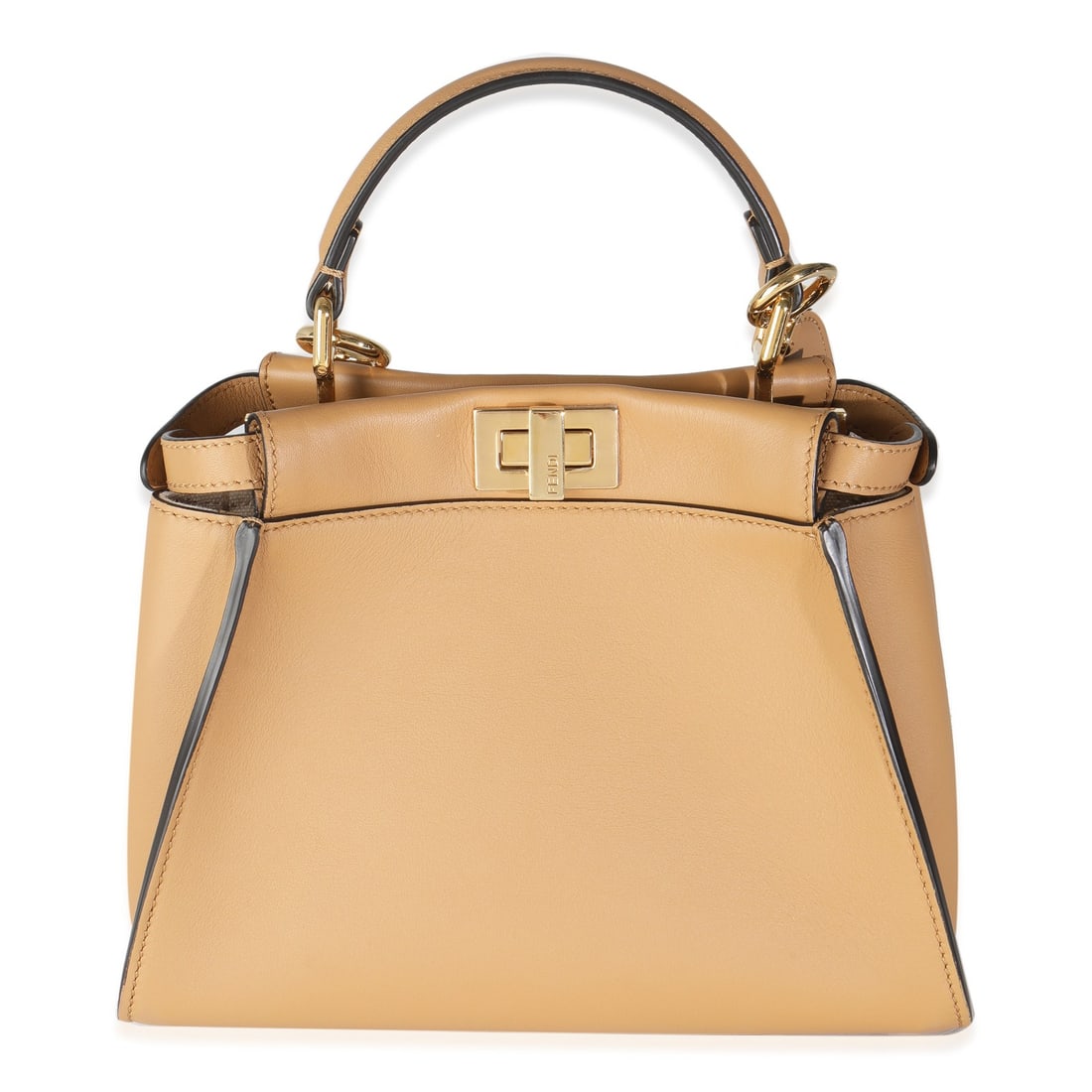 Fendi Petite Peekaboo I SEE U Satchel Miele Scuro Leather Crossbody Bag (1 of 8)