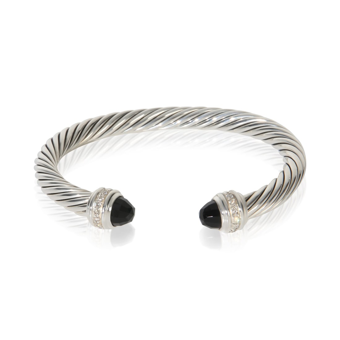 David Yurman Cable Classic onyx diamond sterling silver bracelet (1 of 4)