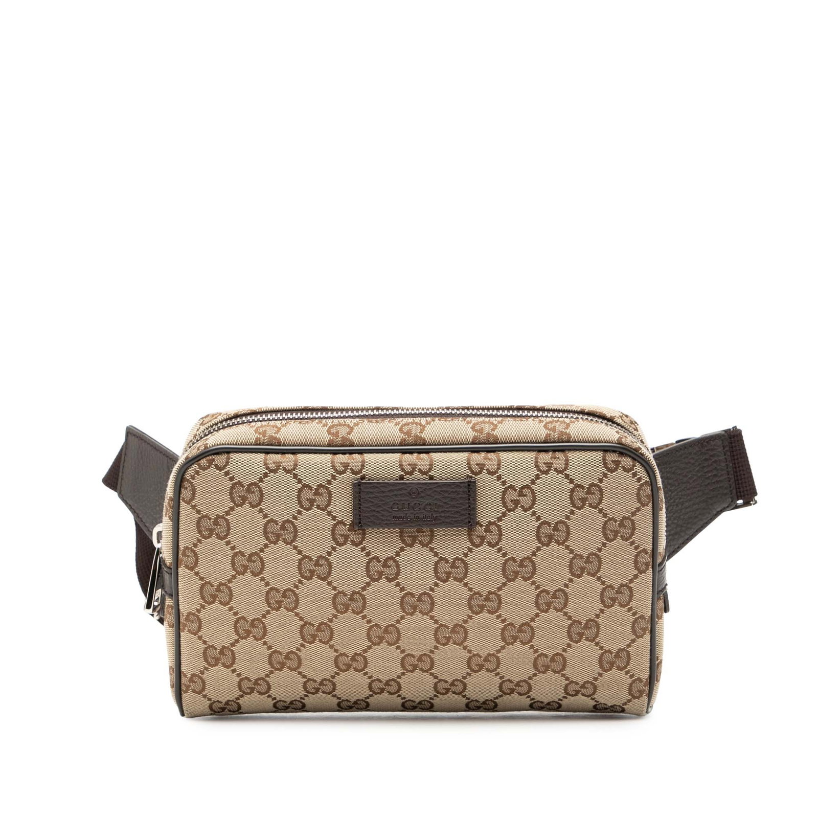Beige Gucci GG Canvas Waist Bag with Leather Trim (1 of 8)