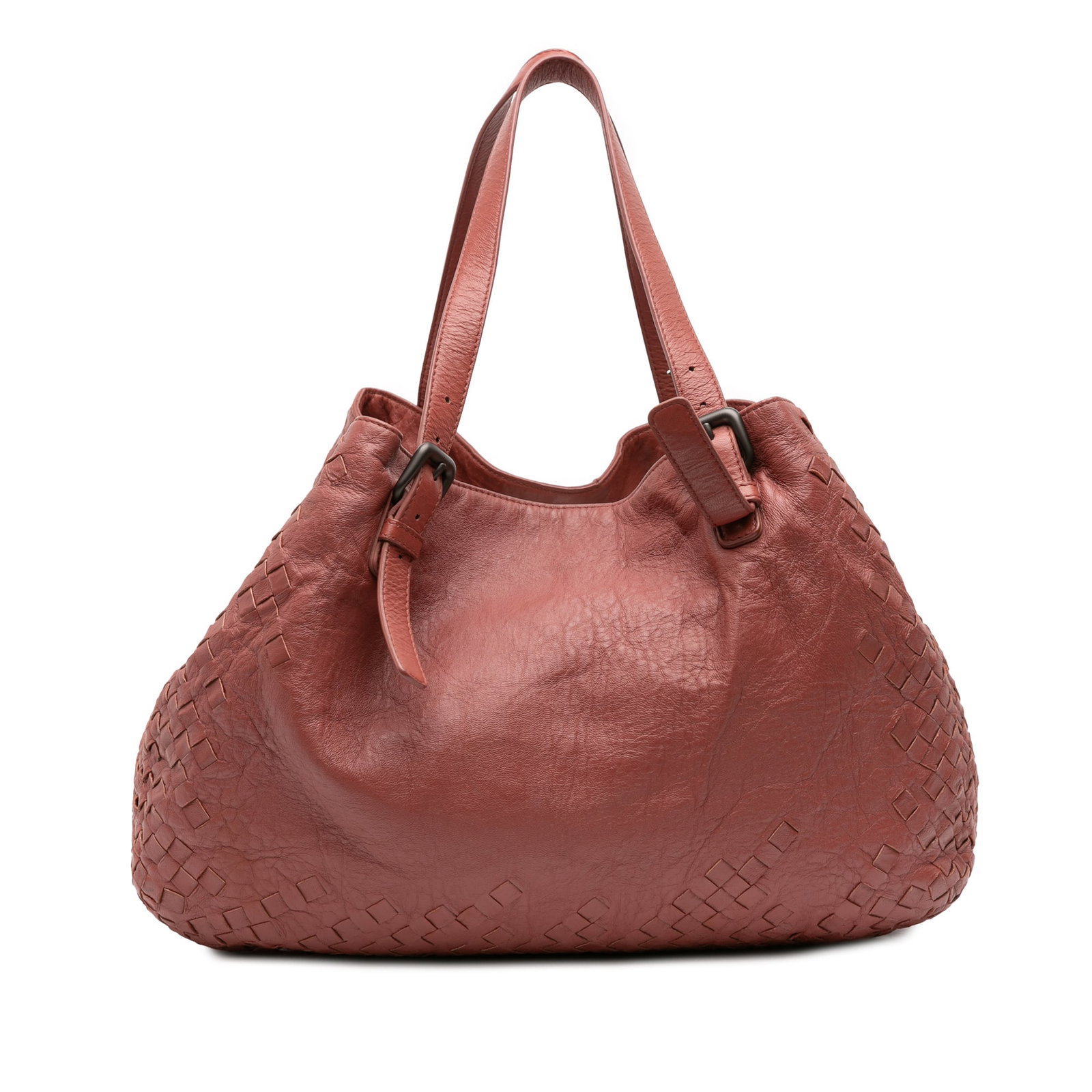 Bottega Veneta Red Nappa Cesta Tote Large Intrecciato Trimmed (1 of 9)