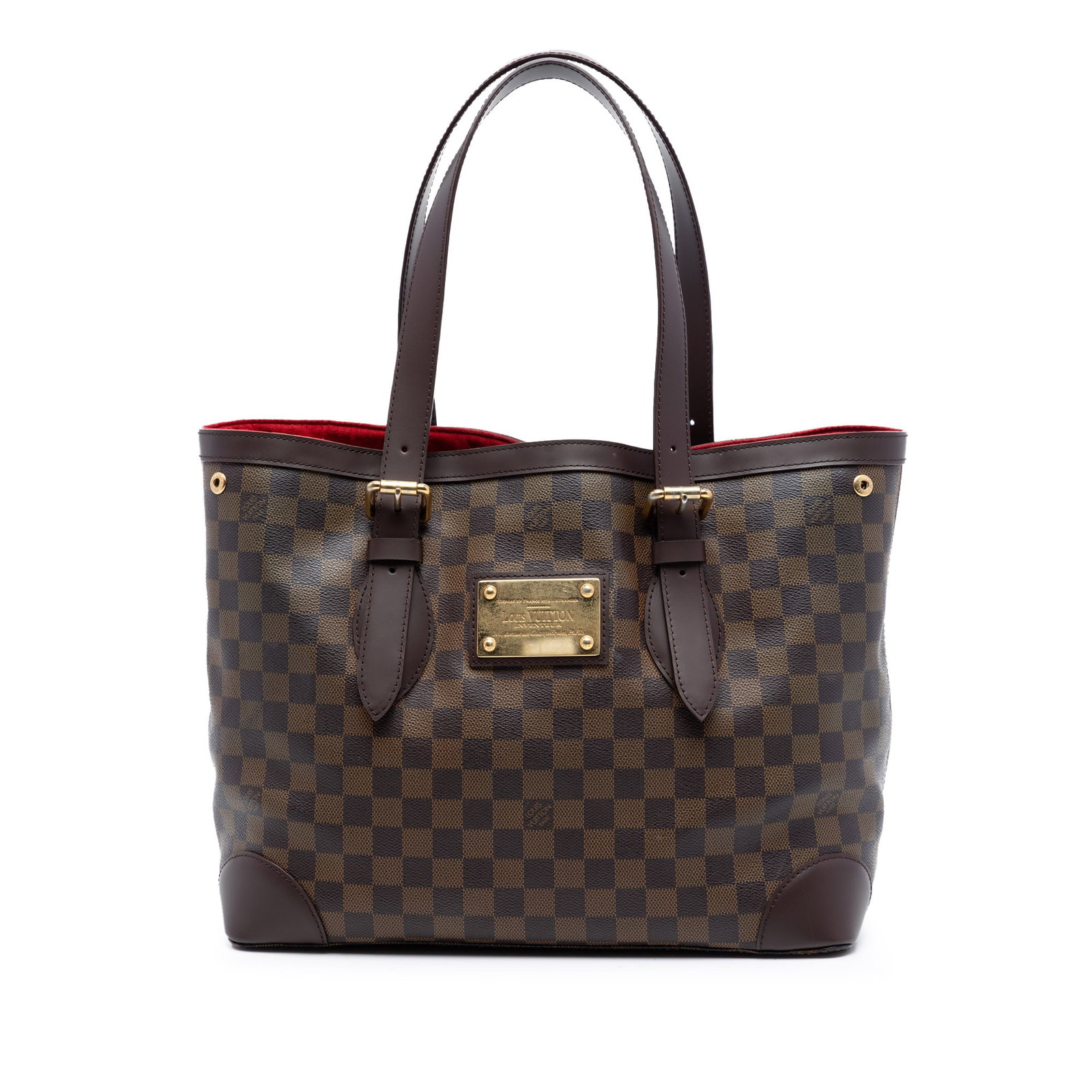 Louis Vuitton Hampstead MM Damier Ebene Tote Bag: Louis Vuitton Hampstead MM Damier Ebene Tote Bag The Louis Vuitton Damier Ebene Hampstead MM is crafted from signature Damier Ebene canvas with flat leather handles. This brown bag features an open to