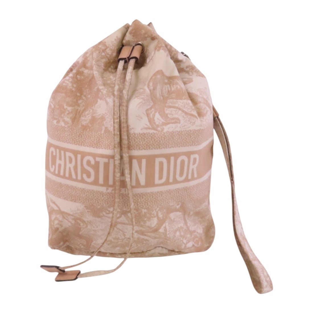 Dior Beige Nylon Accessory Pouch With Handle SHW: Dior Beige Nylon Accessory Pouch With Handle SHW This Christian Dior travel pouch is crafted from beige nylon and features a convenient handle for easy carrying. Designed as an accessory pouch, it off