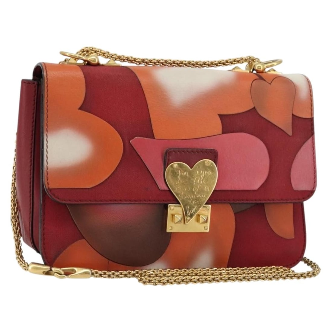 Valentino red gold leather shoulder bag Italy (1 of 18)