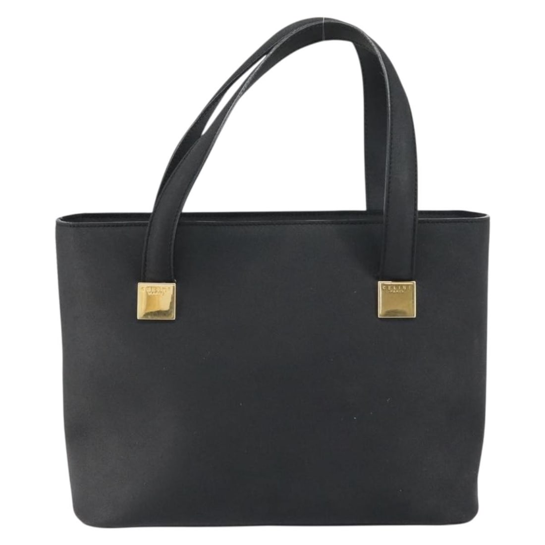 Celine Black Leather Handbag 27cm by 21cm by 12cm for Women: Celine Black Leather Handbag 27cm by 21cm by 12cm for Women This black leather handbag for women by Celine features a compact design with dimensions of 27cm x 21cm x 12cm. Made in Italy, the bag shows