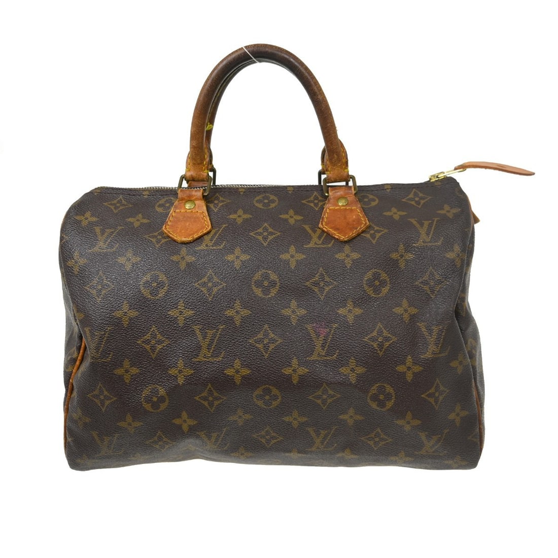 Louis Vuitton Speedy 30 Monogram Brown Top Handle Bag: Louis Vuitton Speedy 30 Monogram Brown Top Handle Bag This Louis Vuitton Speedy 30 handbag features the iconic monogram canvas with beige leather double handles and gold-plated hardware. Designed in a
