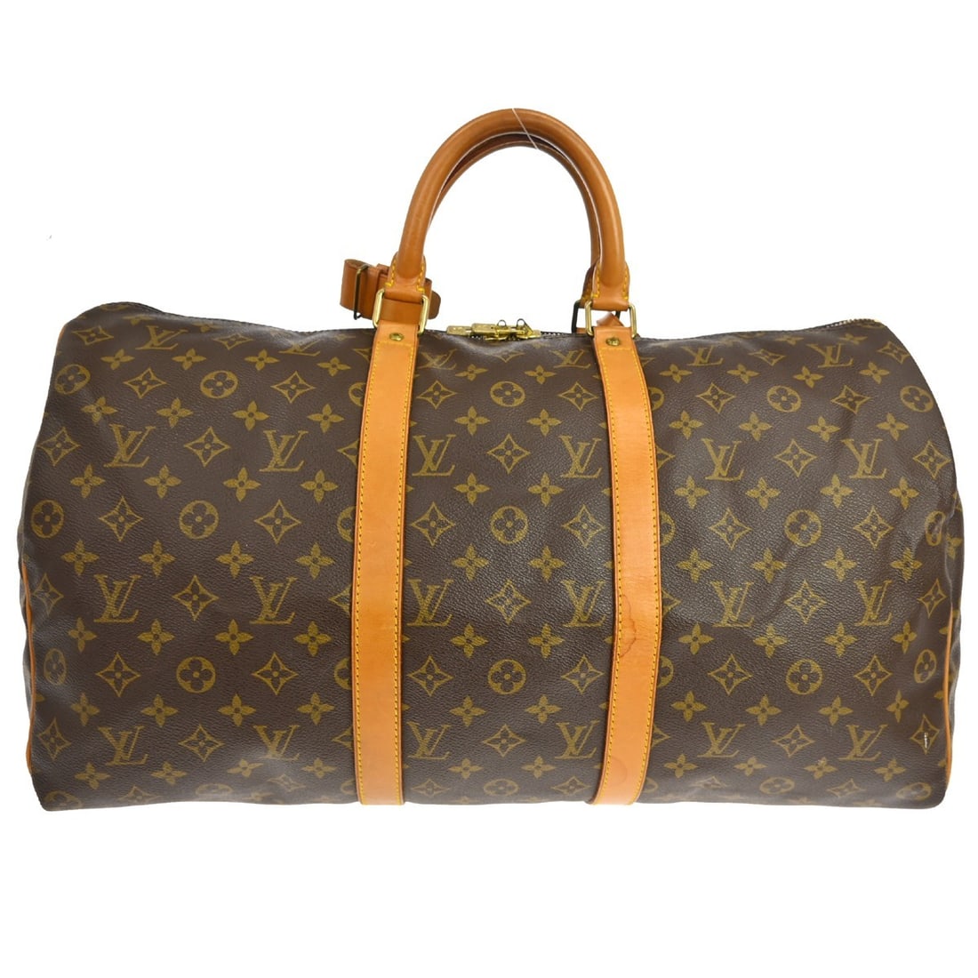 Louis Vuitton Monogram Canvas Keepall Travel Bag: Louis Vuitton Monogram Canvas Keepall Travel Bag This Louis Vuitton Keepall Bag features the iconic monogram canvas in brown and is designed for unisex use. Made in France, the bag shows visible signs