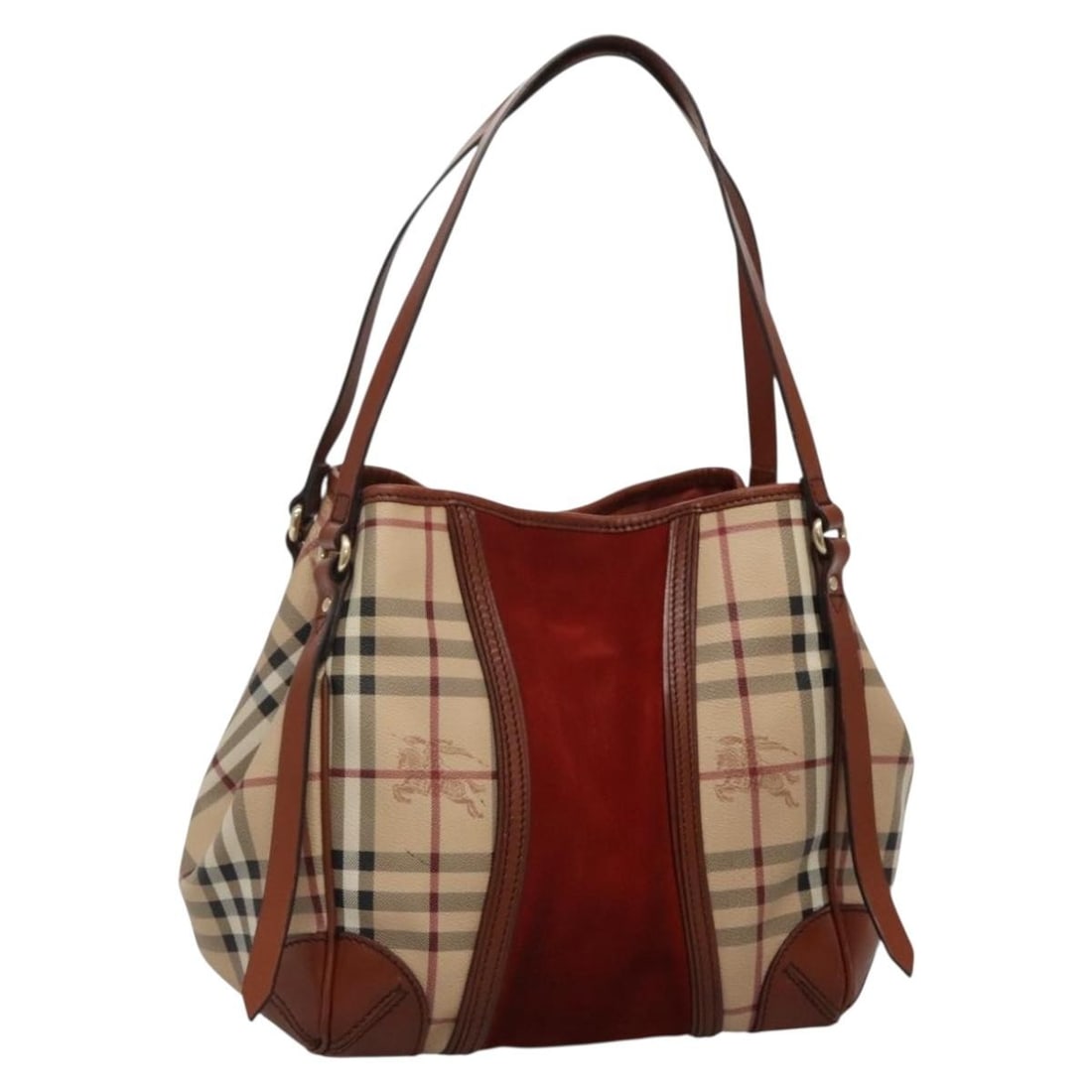 BURBERRY Nova Check Beige Brown Gold PVC Tote Bag Authentic Italy (1 of 18)