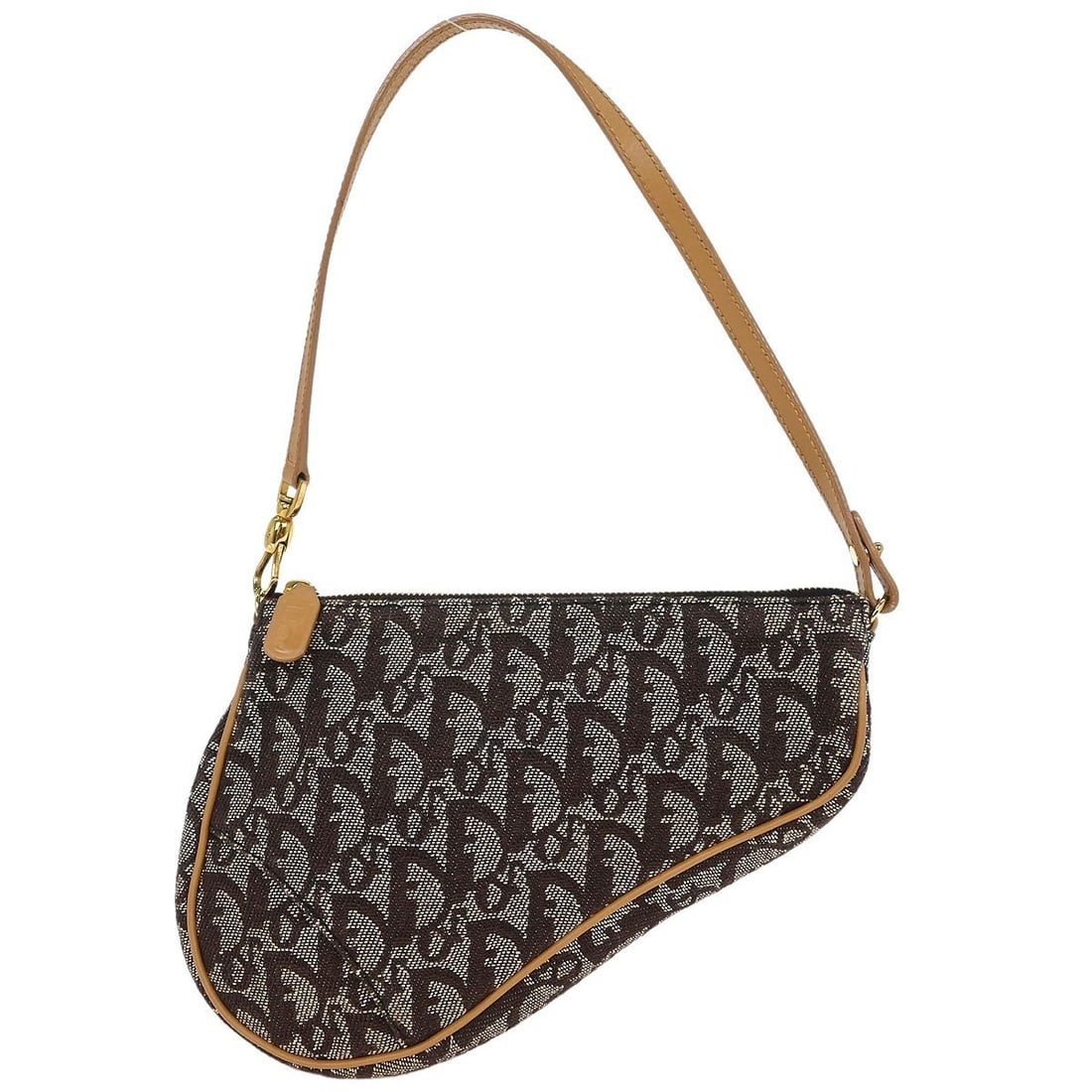 Christian Dior Brown Canvas Leather Trotter Saddle Handbag MC1001: Christian Dior Brown Canvas Leather Trotter Saddle Handbag MC1001 This stylish Christian Dior Brown Trotter Saddle Handbag is a perfect blend of elegance and practicality. Crafted from durable canvas 