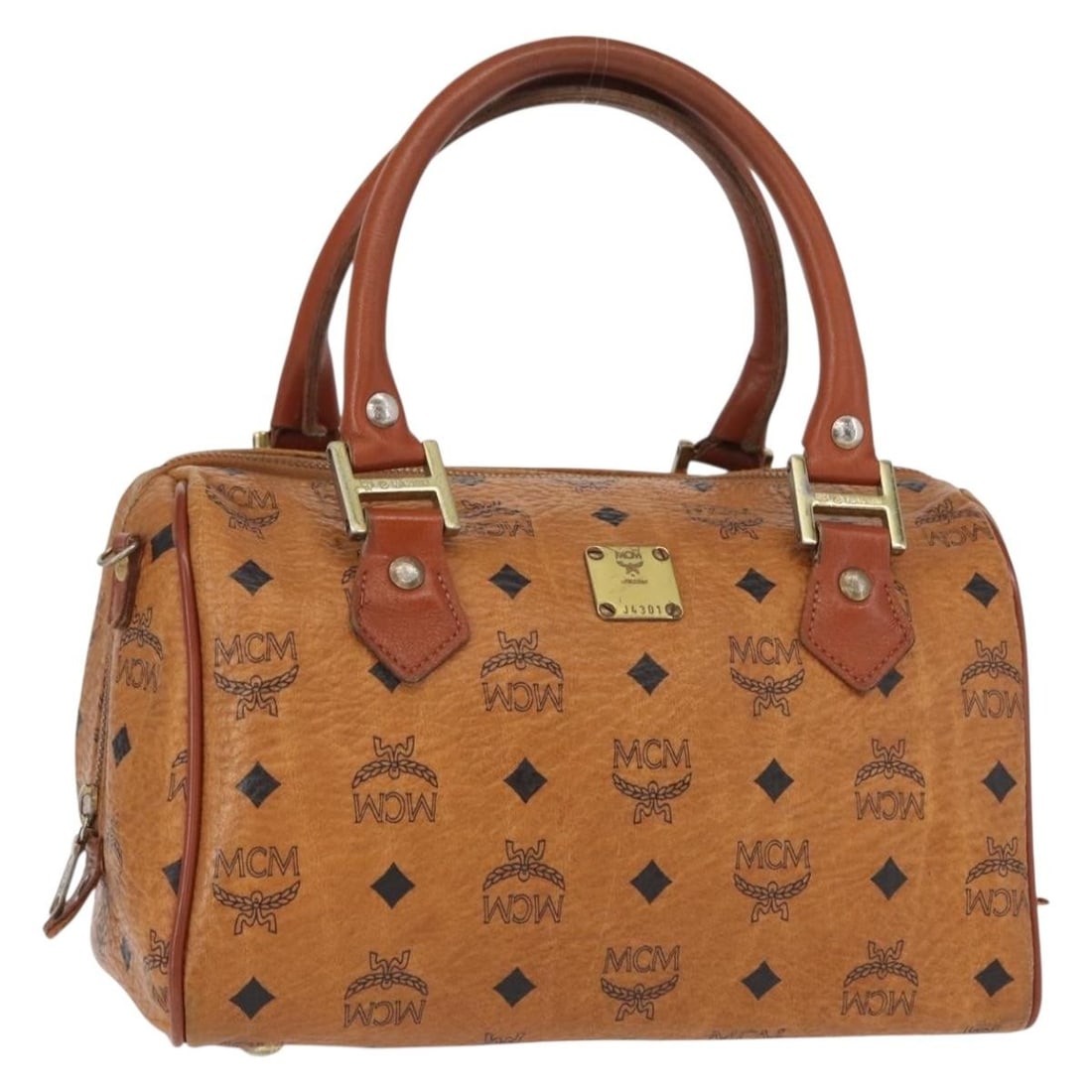 MCM Logogram Vicetos Hand Bag Brown Gold PVC Leather Auth BA8427 (1 of 18)