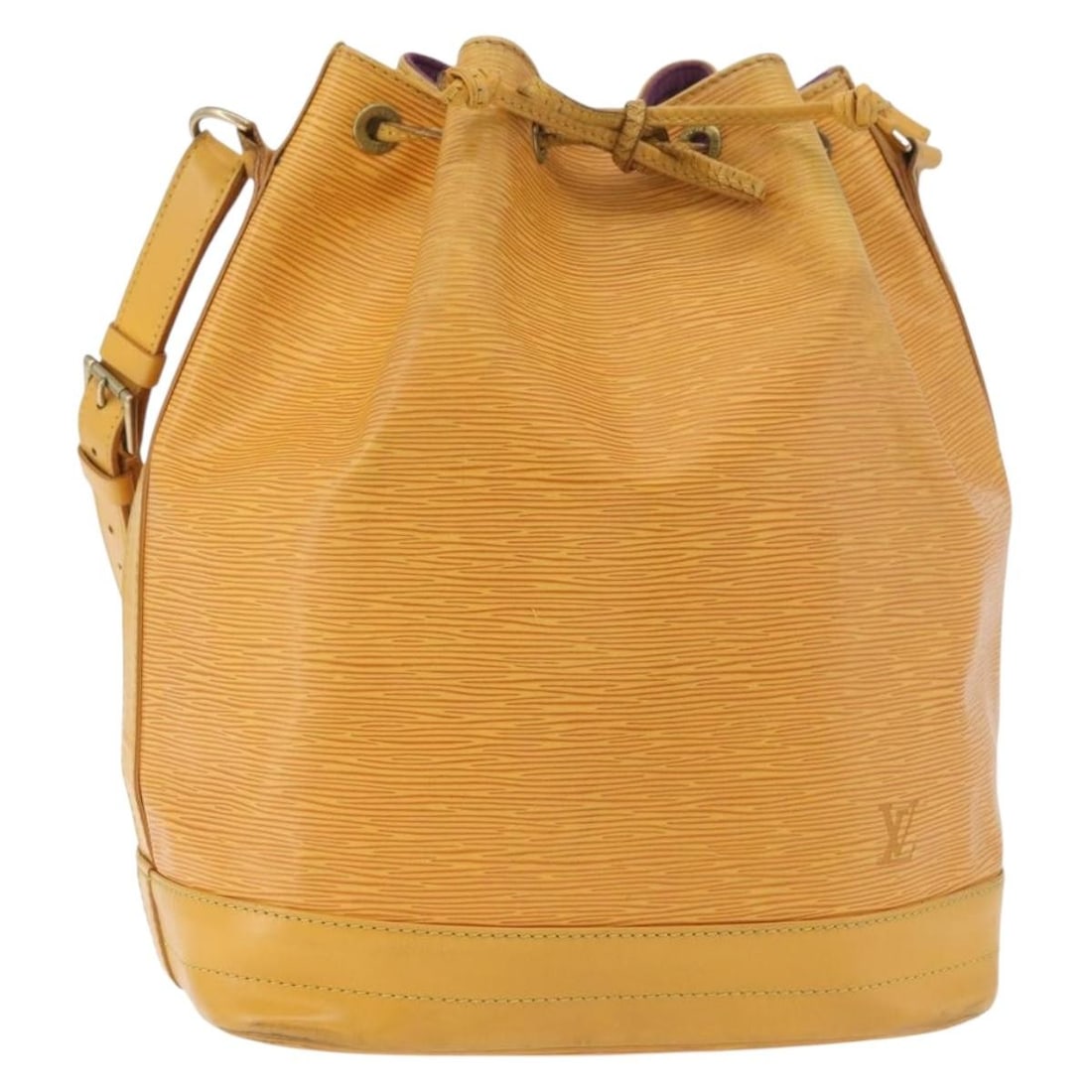 Louis Vuitton Noe yellow leather shoulder bag: Louis Vuitton Noe yellow leather shoulder bag This Louis Vuitton Noe handbag is crafted from Epi leather in a vibrant yellow color. Designed for women, it features a spacious interior and a classic si