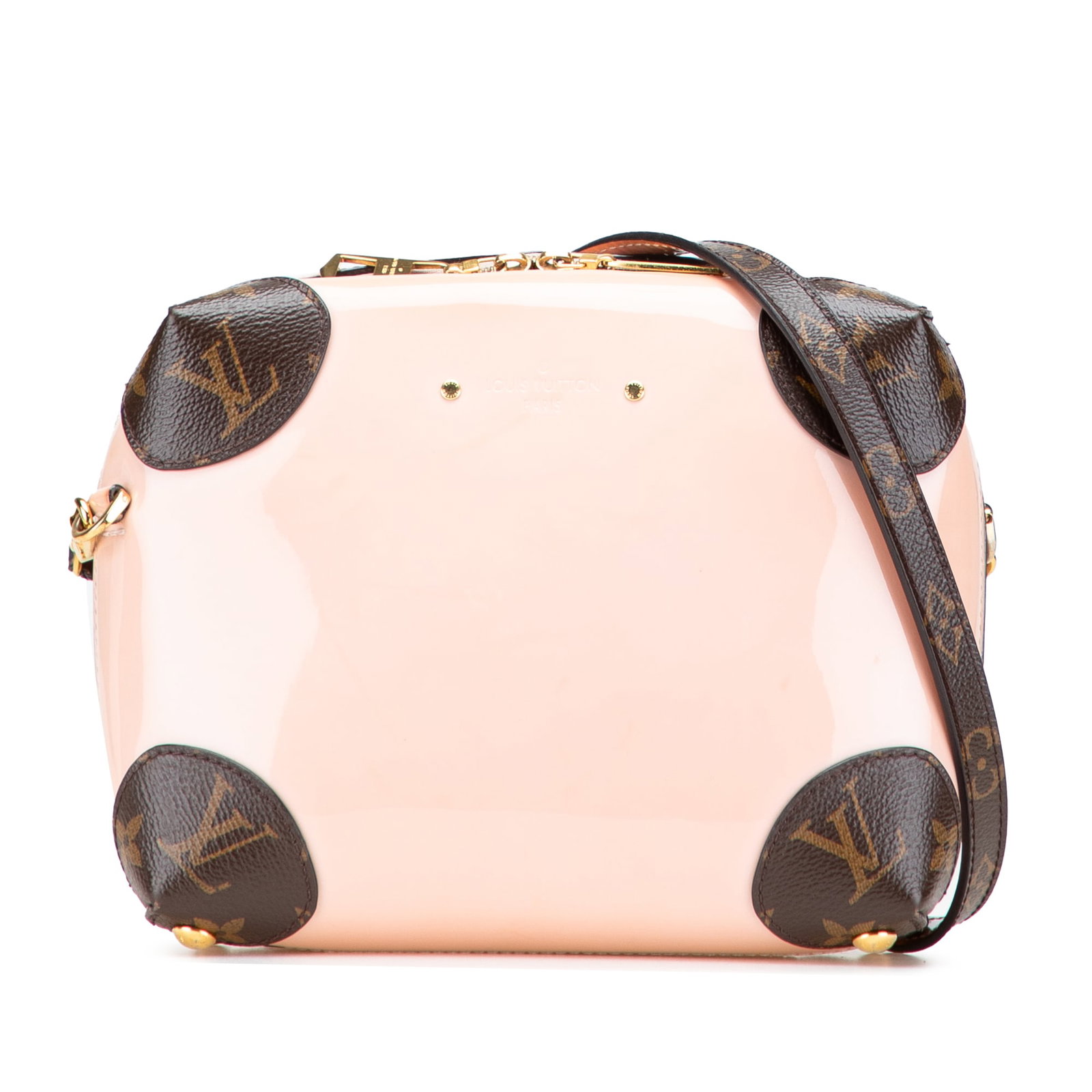 Louis Vuitton Vernis Miroir Venice Pink Leather Bag: Louis Vuitton Vernis Miroir Venice Pink Leather Bag The Louis Vuitton Vernis Miroir Venice is a stylish bag crafted from vernis leather with monogram canvas trim. It features an adjustable flat strap 