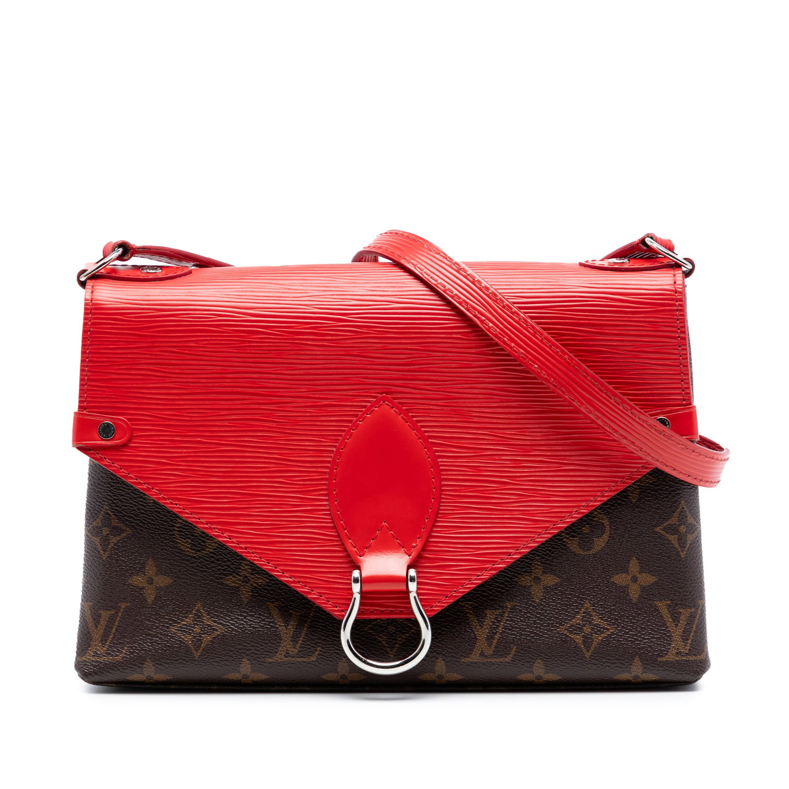 Louis Vuitton Saint Michel Monogram Epi Shoulder Bag: Louis Vuitton Saint Michel Monogram Epi Shoulder Bag The Louis Vuitton Monogram Epi Saint Michel features a monogram canvas body complemented by an epi leather flap with a magnetic snap closure. It in