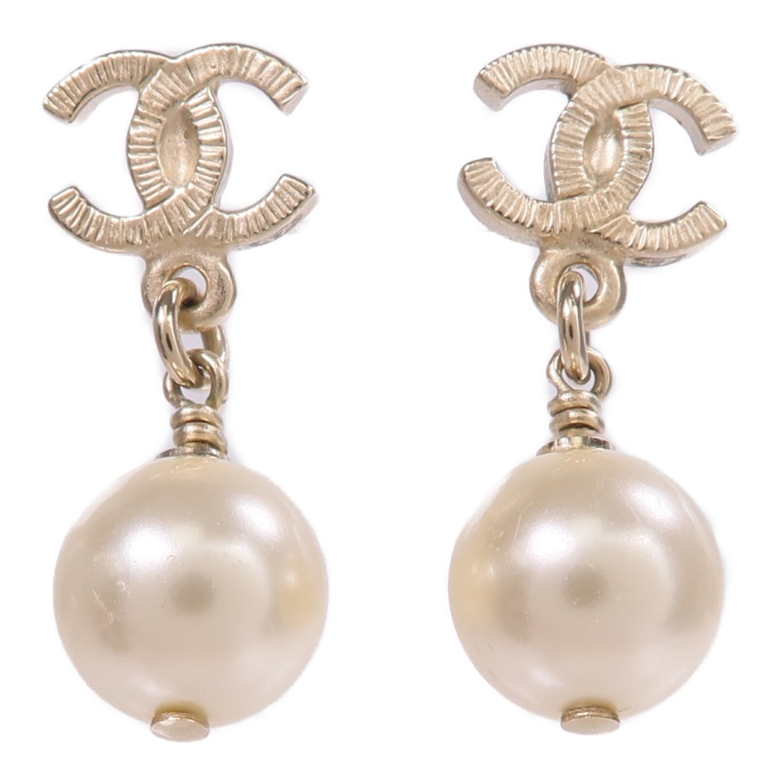 Gold Tone Pierced Earrings CHANEL CC Logo Design (1 of 8)