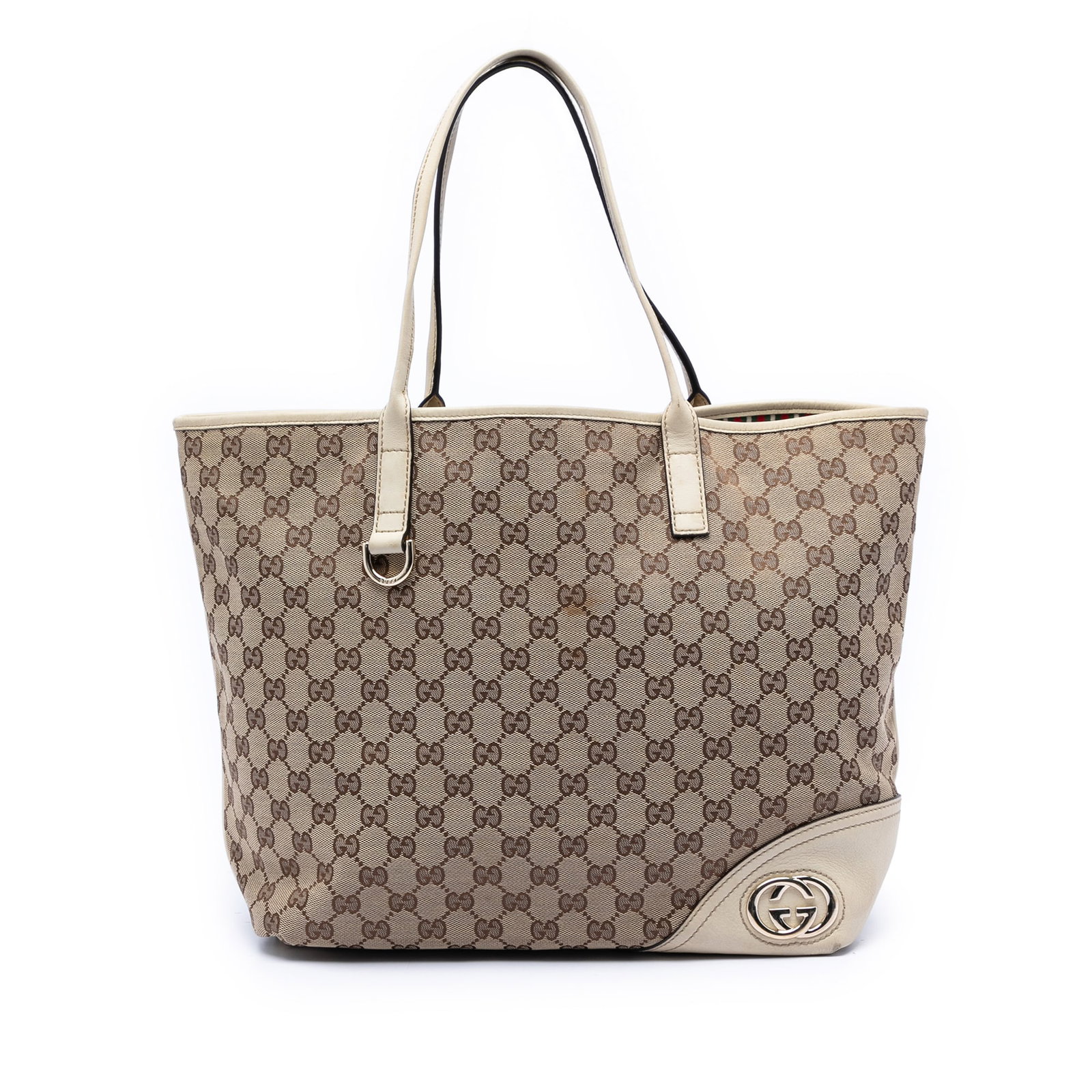 Gucci Britt tote in GG canvas with leather trim (1 of 7)