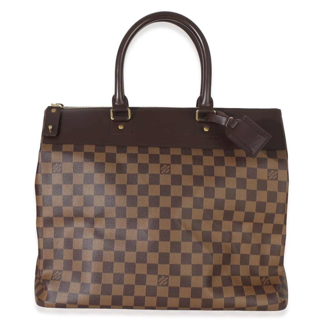 Louis Vuitton Greenwich PM Damier Ebene top handle bag: Louis Vuitton Greenwich PM Damier Ebene top handle bag This Louis Vuitton Damier Ebene Canvas Greenwich PM is a stylish top handle bag crafted in brown Damier Ebene canvas with gold-tone hardware. Fea