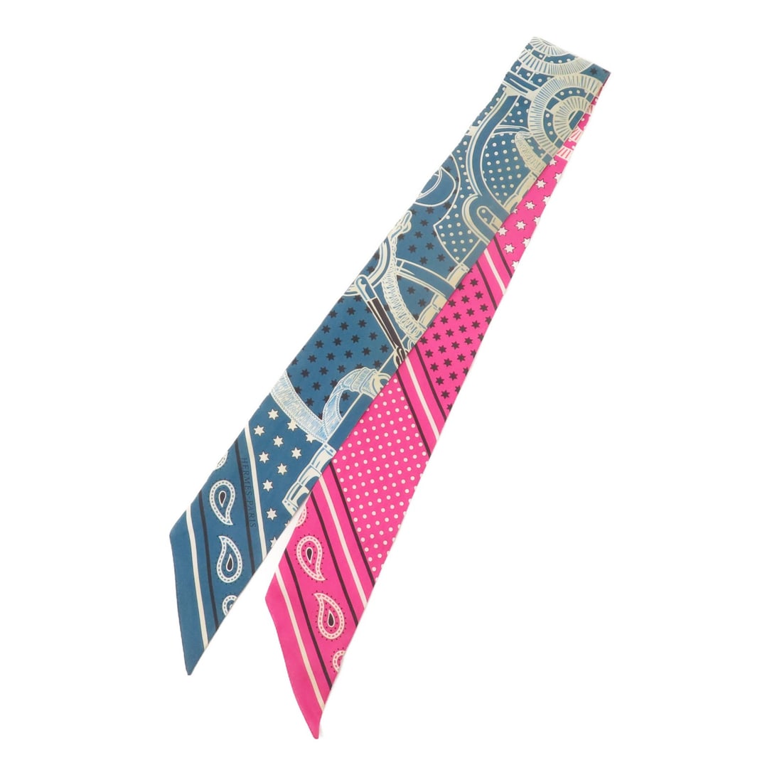 Hermes silk twilly scarf blue pink: Hermes silk twilly scarf blue pink This Hermes Twilly scarf is crafted from silk and features a blue and pink color palette. Designed for women, it offers a sophisticated accessory option. The scarf i