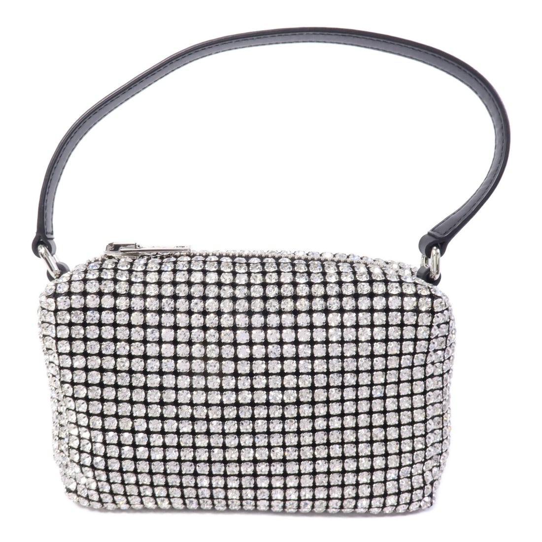 Silver Crystal Shoulder Bag Alexander Wang SHW: Silver Crystal Shoulder Bag Alexander Wang SHW This Alexander Wang shoulder bag features a striking crystal-embellished black exterior with silver-tone accents. Designed for women, it offers a compact