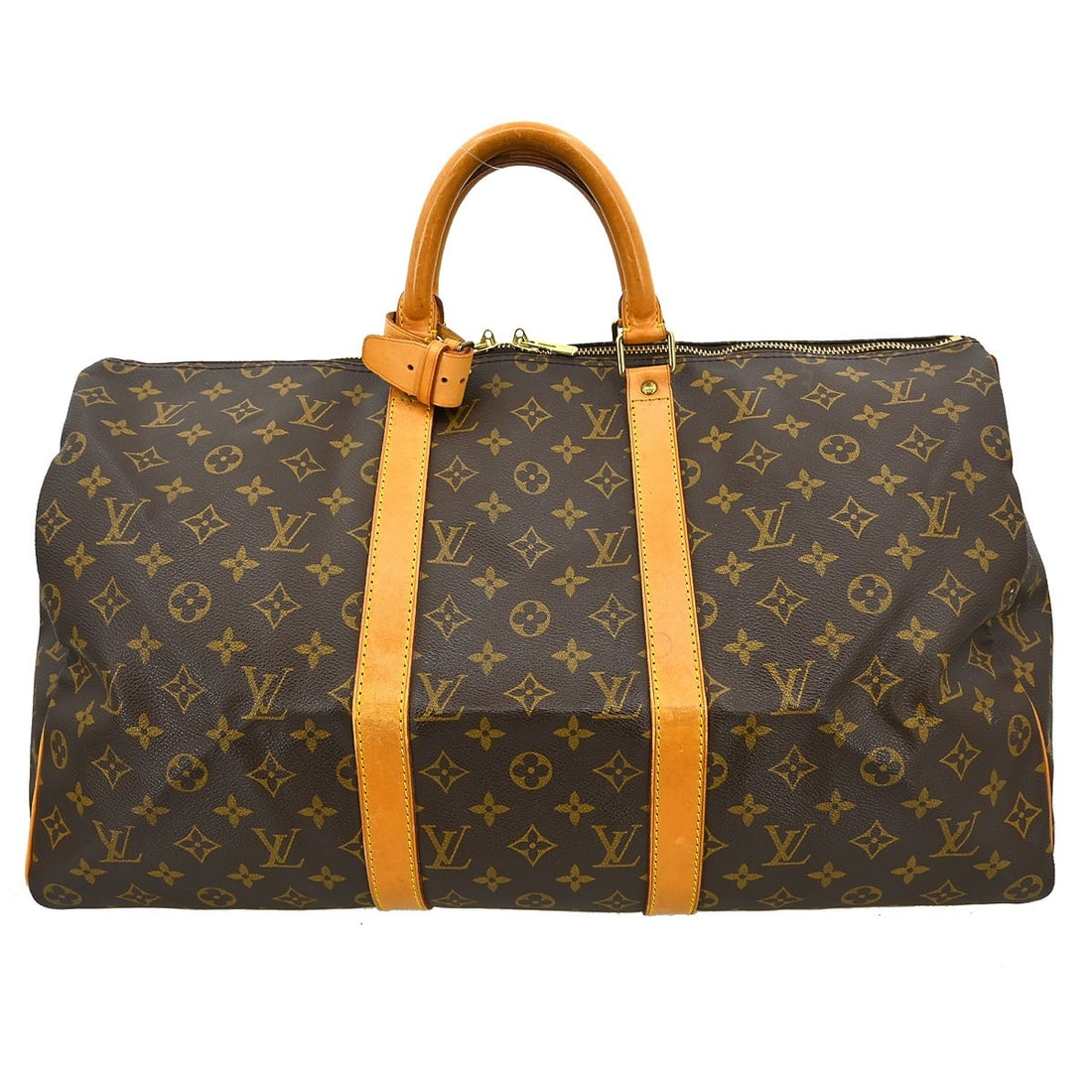 Louis Vuitton Keepall Monogram Canvas Travel Bag 50cm: Louis Vuitton Keepall Monogram Canvas Travel Bag 50cm This Louis Vuitton Keepall Bag features the iconic Monogram Canvas in brown. Designed for unisex use, it offers ample space and versatility. The b