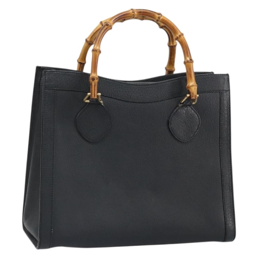 Black Leather Gucci Bamboo Handle Handbag Gold Accents Model 002 1186 0260 (1 of 18)