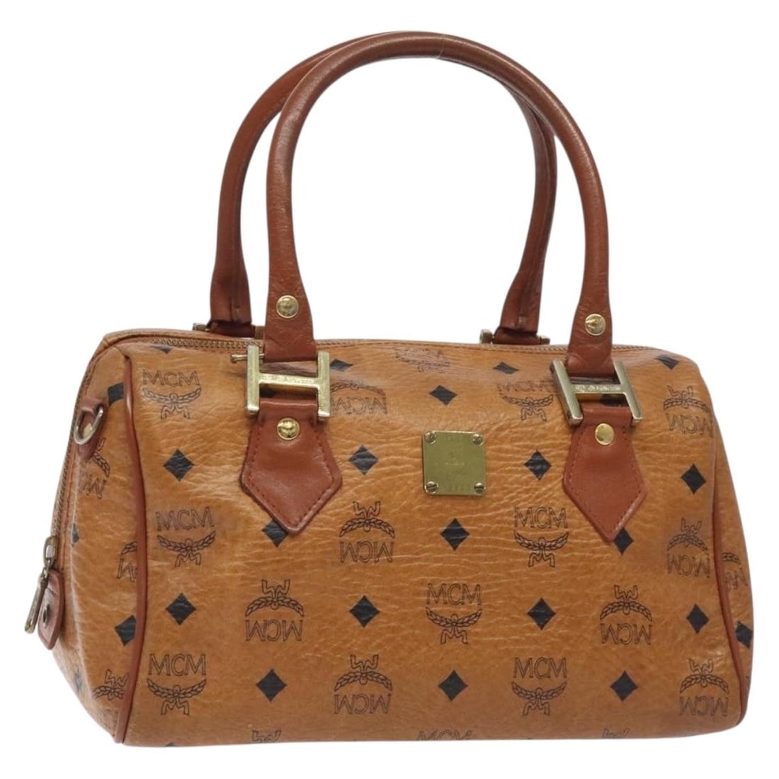 MCM Logogram Vicetos Hand Bag Brown Gold PVC Leather Auth BA3905 (1 of 18)