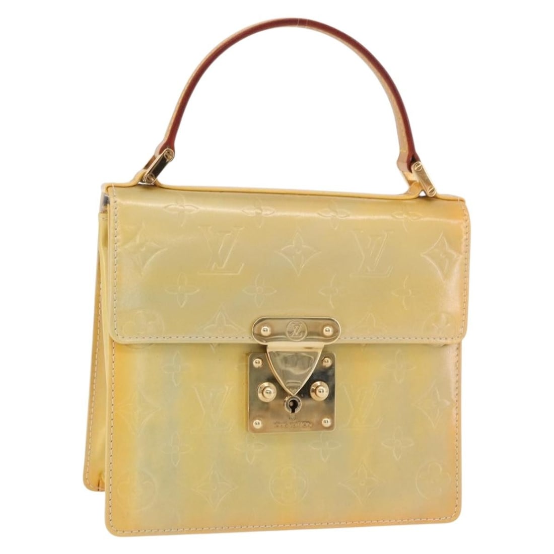 Louis Vuitton Spring Street Monogram Vernis Gris Handbag M91029: Louis Vuitton Spring Street Monogram Vernis Gris Handbag M91029 This Louis Vuitton Monogram Vernis Spring Street handbag in Gris is crafted from patent leather and features a compact, structured silho