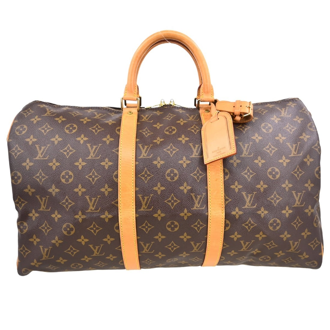 Louis Vuitton Keepall Monogram Canvas Travel Bag 50cm: Louis Vuitton Keepall Monogram Canvas Travel Bag 50cm This Louis Vuitton Keepall Bag features the iconic Monogram Canvas in a classic brown color. Designed for unisex use, it offers ample space and fu